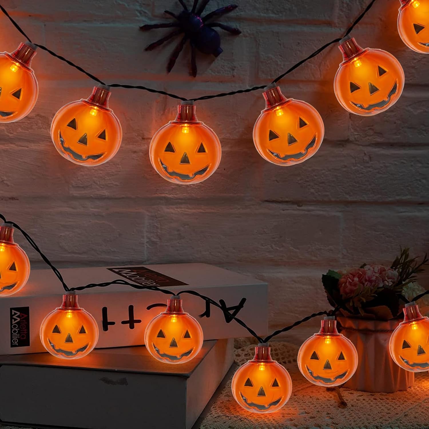 8.5FT 10 LED Outdoor Halloween Skeleton String Lights Plug In, Waterproof | Connectable, Hanging Multicolor Halloween Skull Lights UL Listed for Indoor Backyard, Patio, Porch, Party Decor, Black Wire