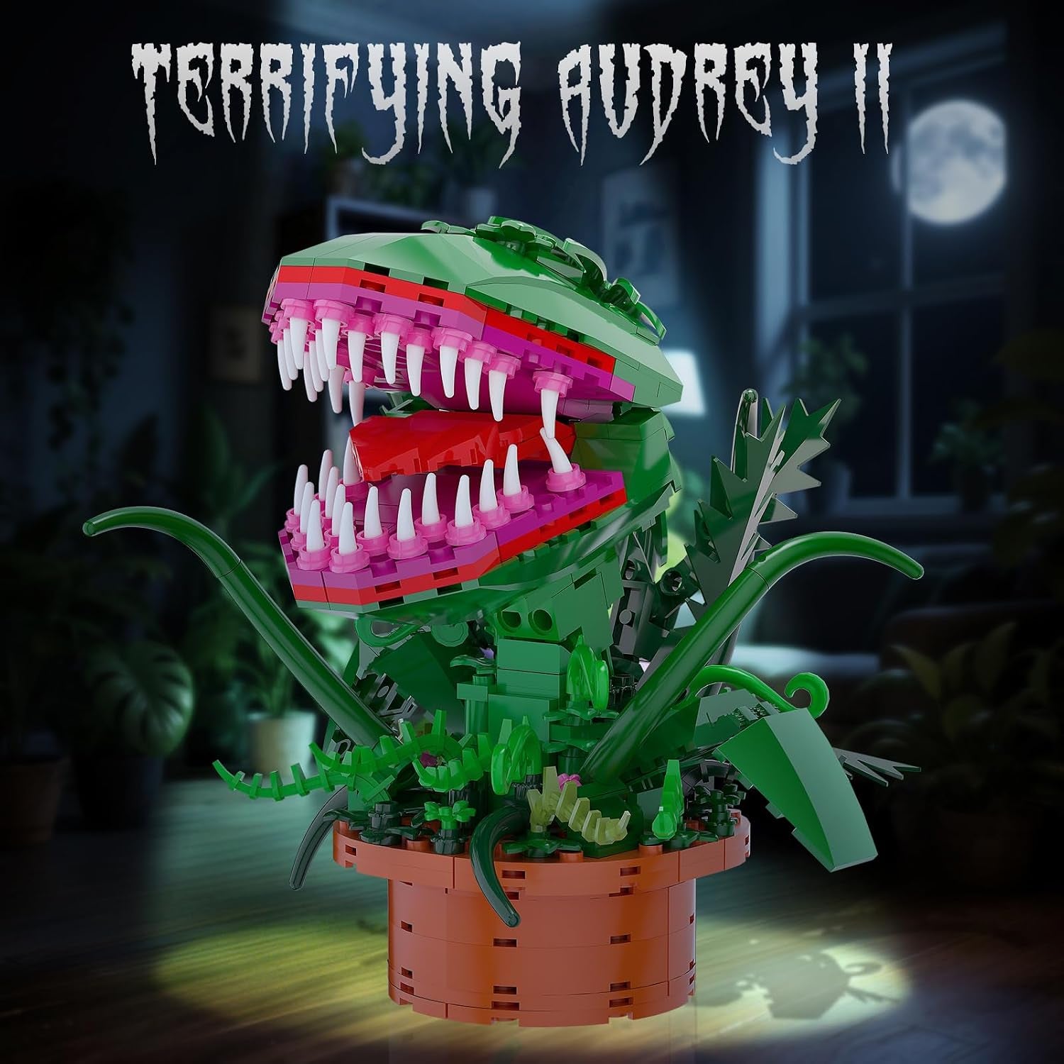 Audrey 2 Cannibal Flower Building Block Set, Little Shop of Horrors Piranha Plant with Openable Mouth Toy Collection, Gift Birthday, Halloween, Holiday, for TV Fans, Kids 6+, (342 PCS)