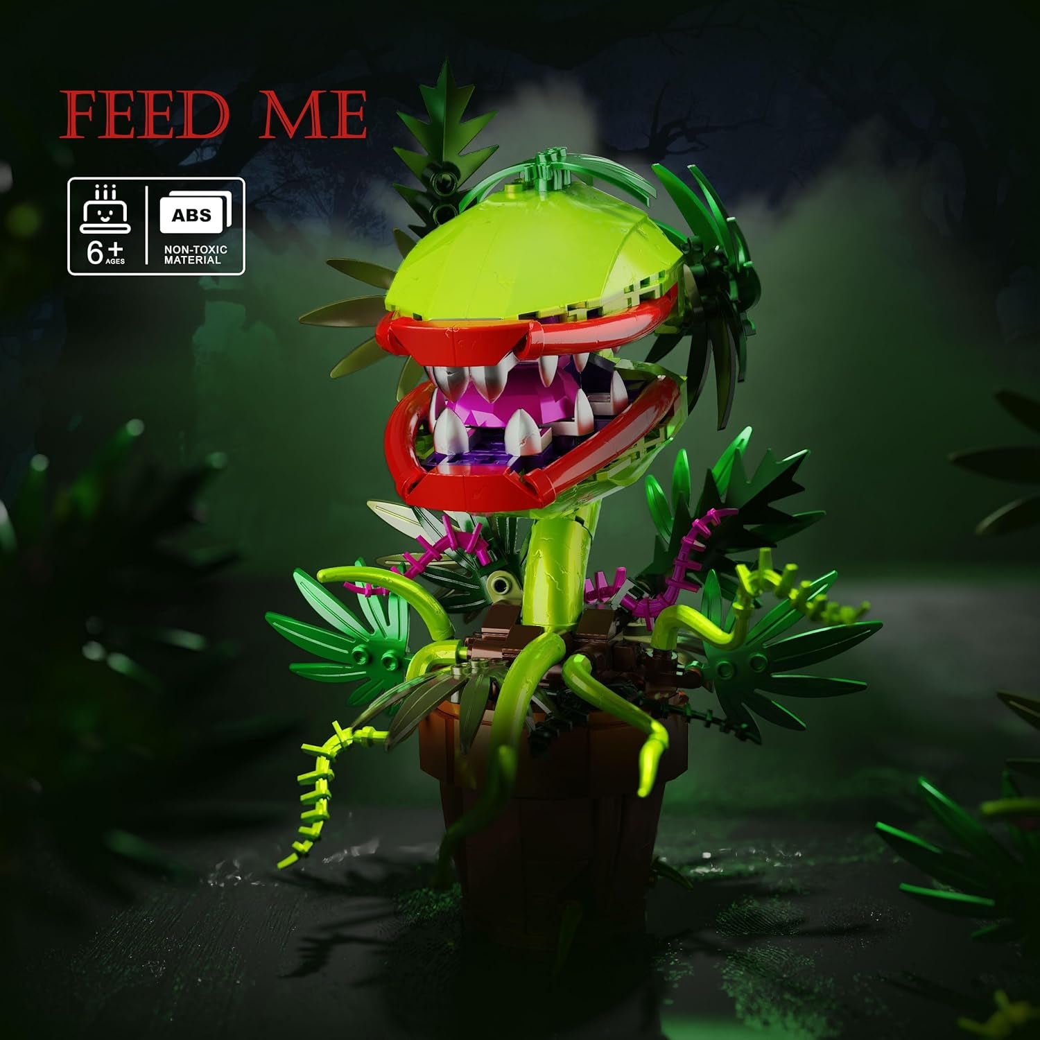 Audrey 2 Piranha Plant Building Block Set, Cannibal Plants Bonsai Building Set, Horror Flower Décor Gifts for Adults, Creative Gift for Home Décor and Office Art, on Christmas Halloween | Horror Flower Décor Gifts for Adults, Creative Gift for Home Décor and Office Art, on Christmas Halloween