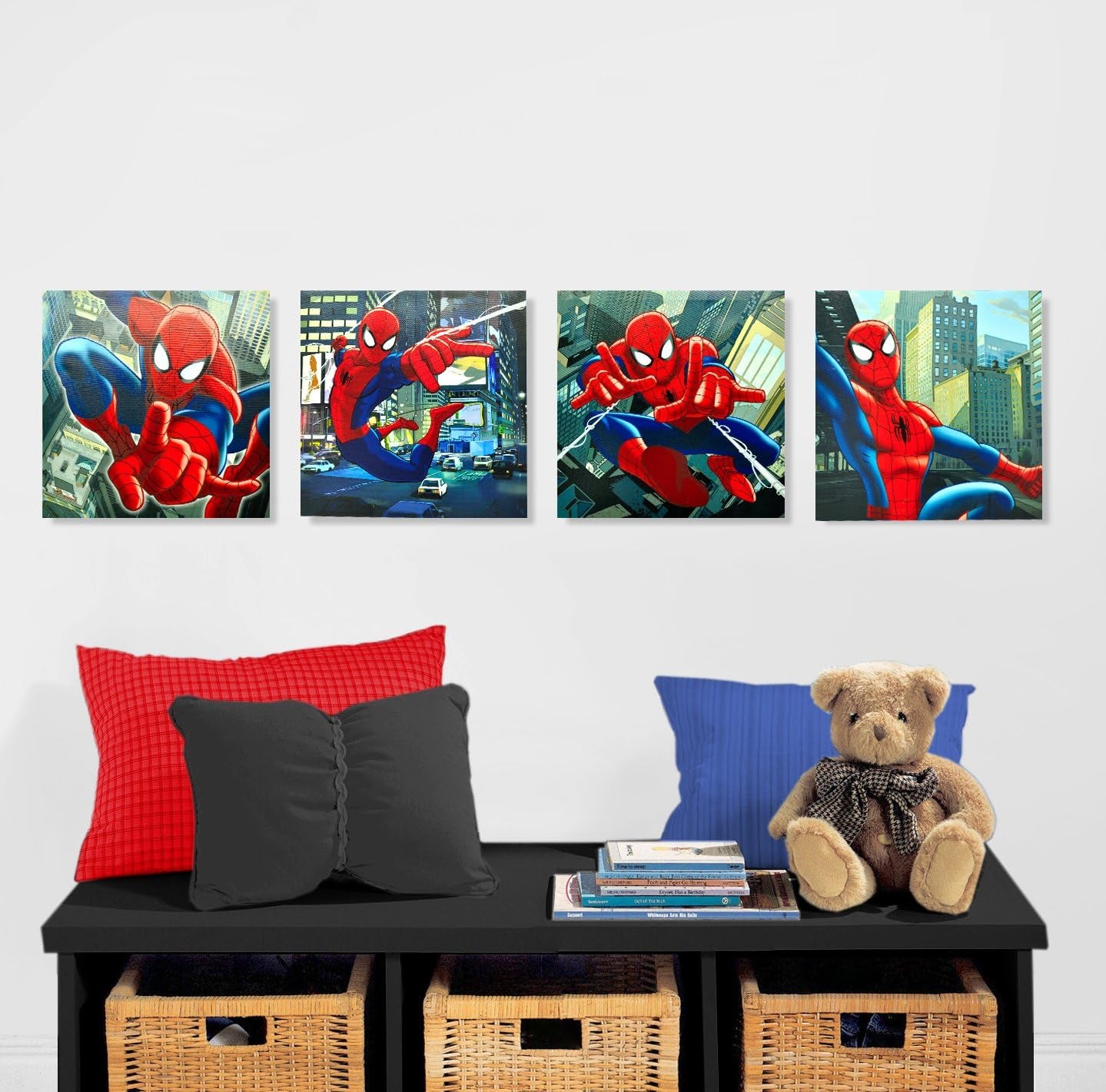 Transform Your Space with the Marvel Spider-Man 4-Piece Colorful Canvas Wall Art Set