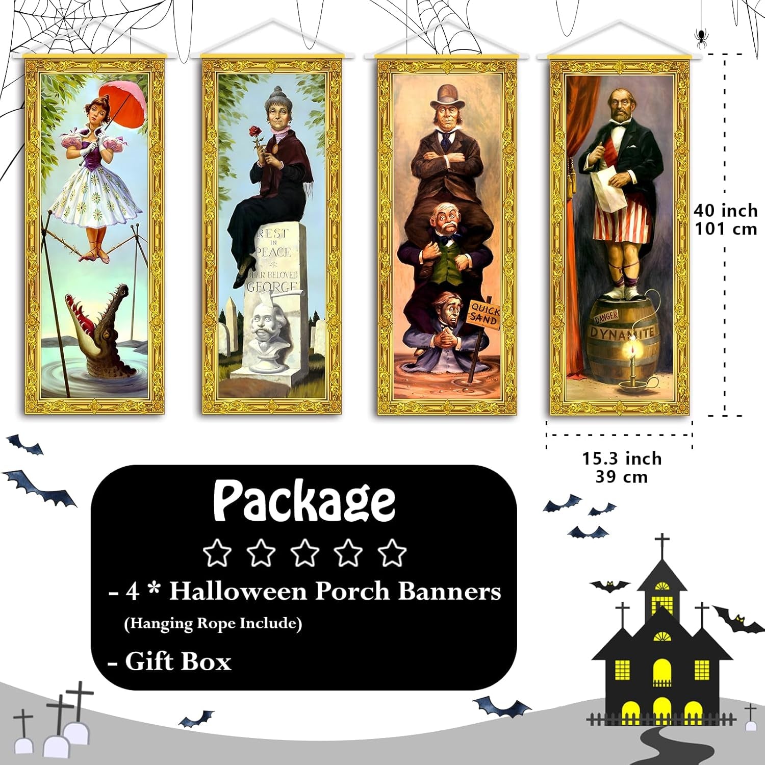 Spookify Your Space with Our 4 PCS Haunted Mansion Stretching Portraits! Perfect for Halloween Vibes 🎃👻 #HalloweenDecor #SpookySeason