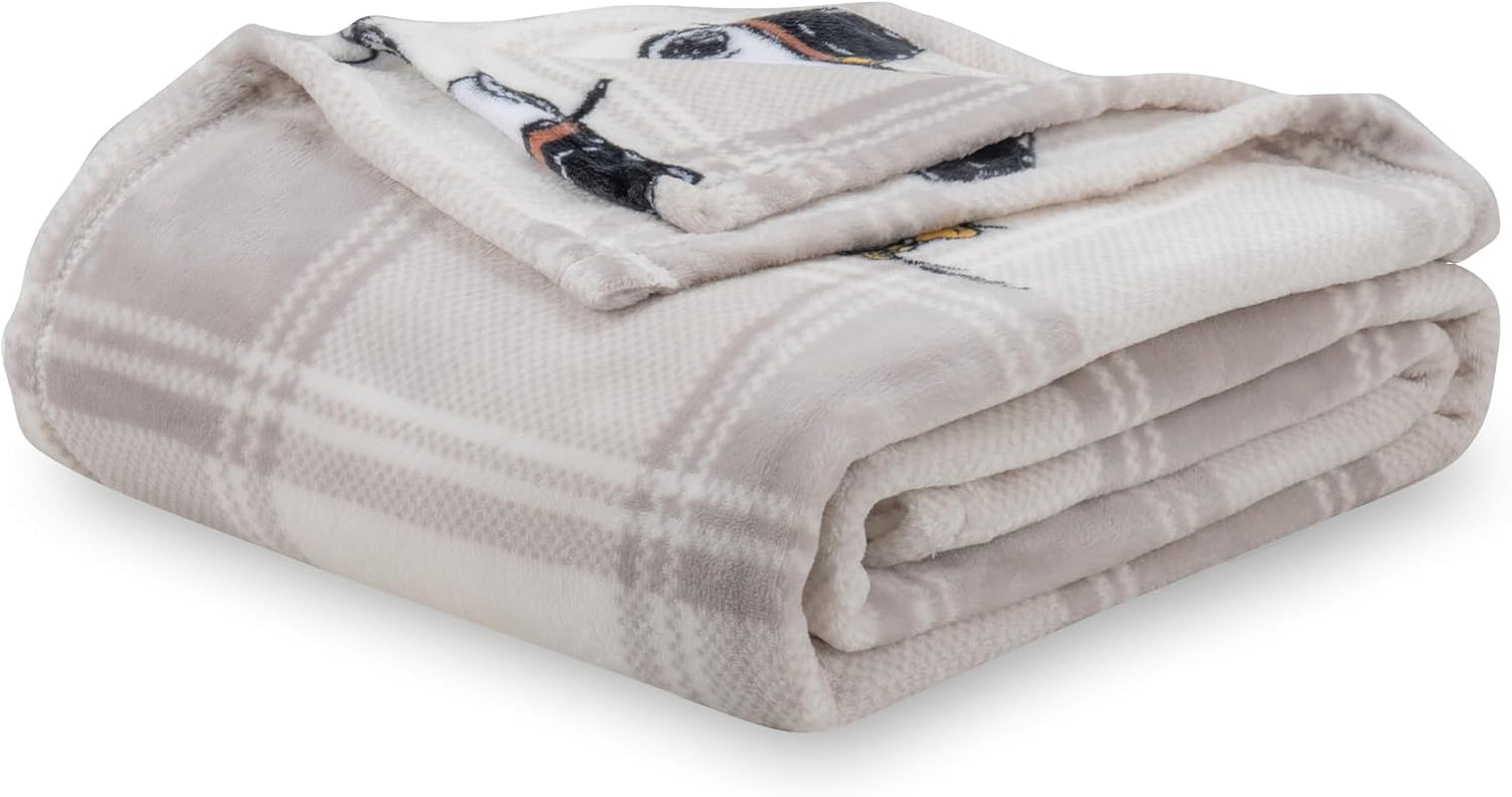 Peanuts® Velvetloft® Cute Character Snoopy Plush Throw Blanket,Snoopy and Woodstock Fall Birds & Leafs Orange,Throw 55 in X 70 in (Official Peanuts® Product)