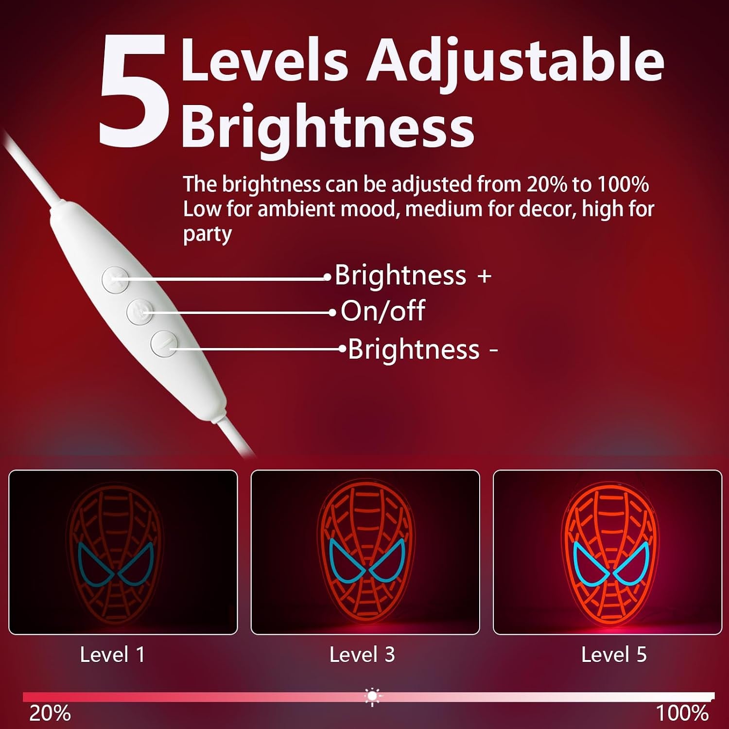 Anime Theme Cartoon LED Neon Sign for Wall Decor, Dimmable Anime Light up Display, Kids Bedroom Game Room Decoration (Spider)