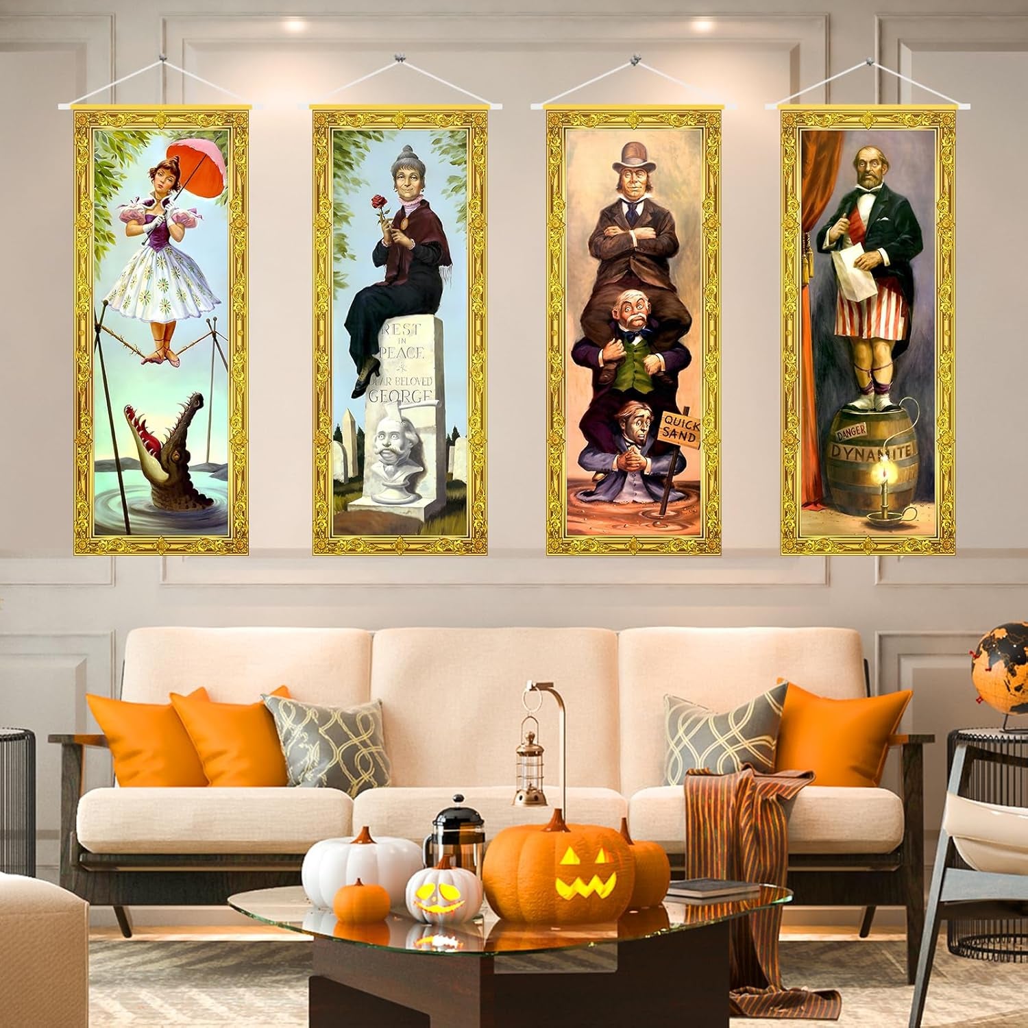 Spookify Your Space with Our 4 PCS Haunted Mansion Stretching Portraits! Perfect for Halloween Vibes 🎃👻 #HalloweenDecor #SpookySeason