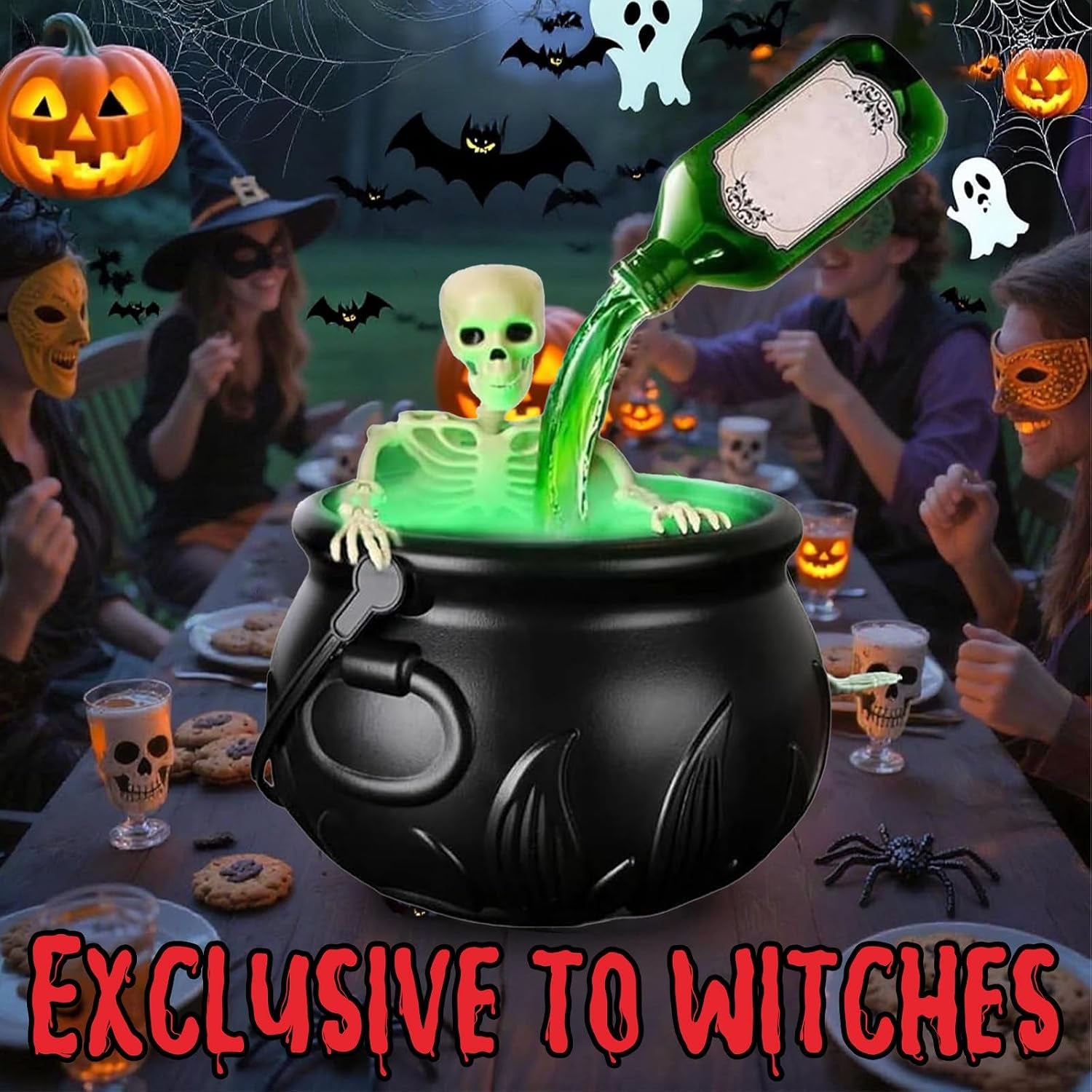 Halloween Decorations Indoor,Floating Bottle Cauldron,Halloween Cauldron with Floating Bottle,For Home Table, for Spooky Vintage Home Kitchen Table