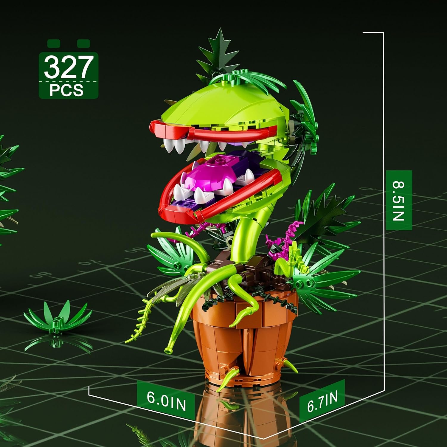 Audrey 2 Piranha Plant Building Block Set, Cannibal Plants Bonsai Building Set, Horror Flower Décor Gifts for Adults, Creative Gift for Home Décor and Office Art, on Christmas Halloween | Horror Flower Décor Gifts for Adults, Creative Gift for Home Décor and Office Art, on Christmas Halloween