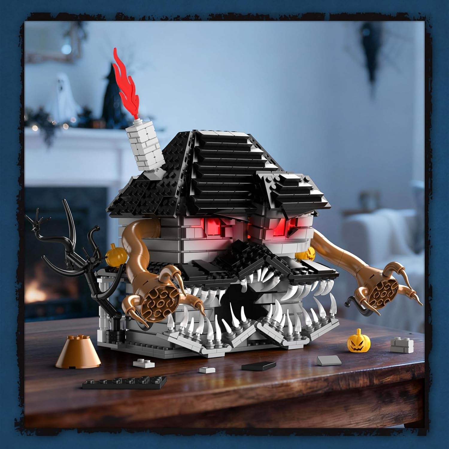 Halloween Haunted House Building Set, Miniature Horror House Decor Model Kit with LED Light, Haunted Mansion for Adults, Teens Age 14+, Horror Movie Fans (1025 PCS)
