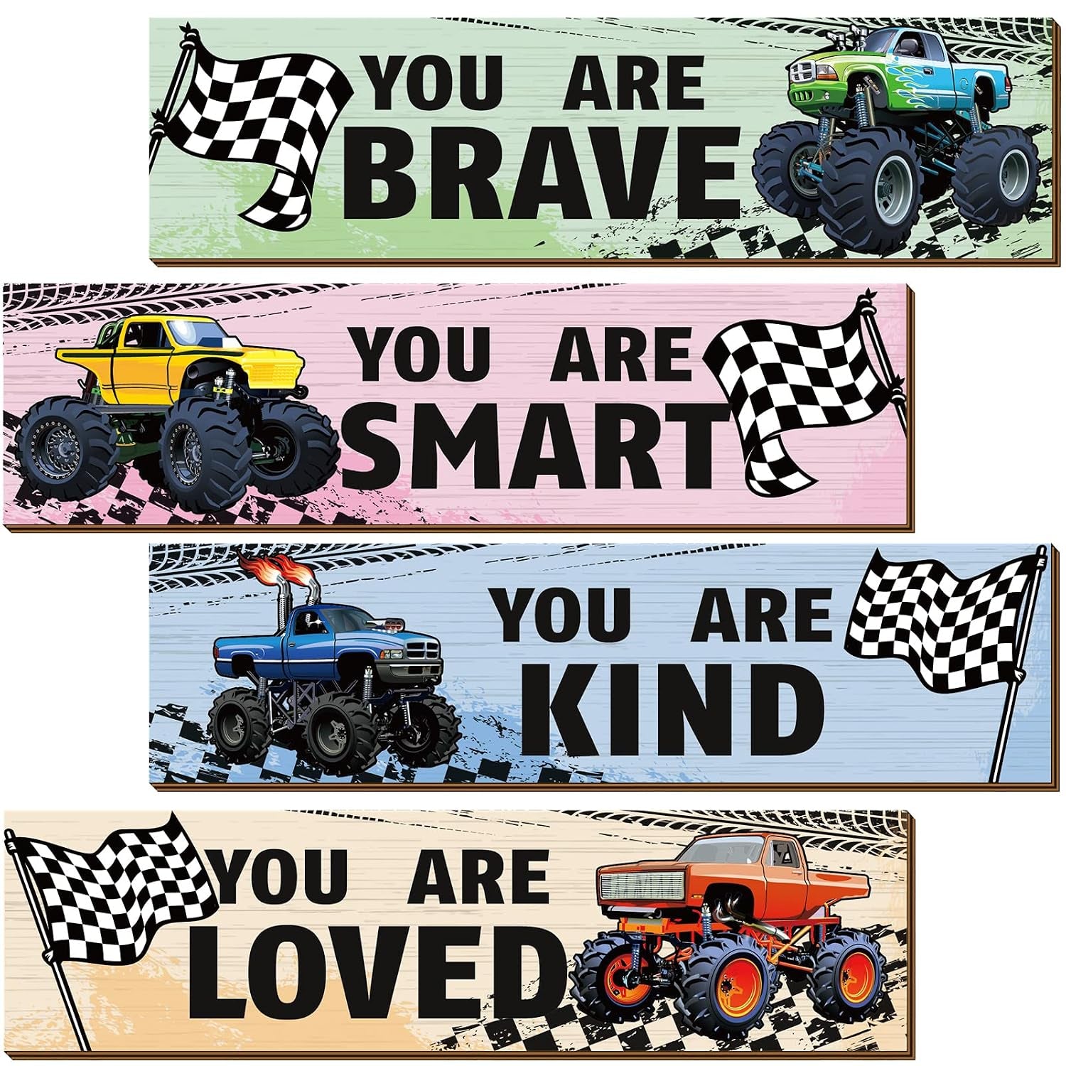 4 Pcs Spider Room Decor Bedroom Boys Wall Decor Inspirational Wall Decoration Wooden Art Prints for Boys Kids Children Home Indoor Decoration Toddler Room Sign Birthday Gifts
