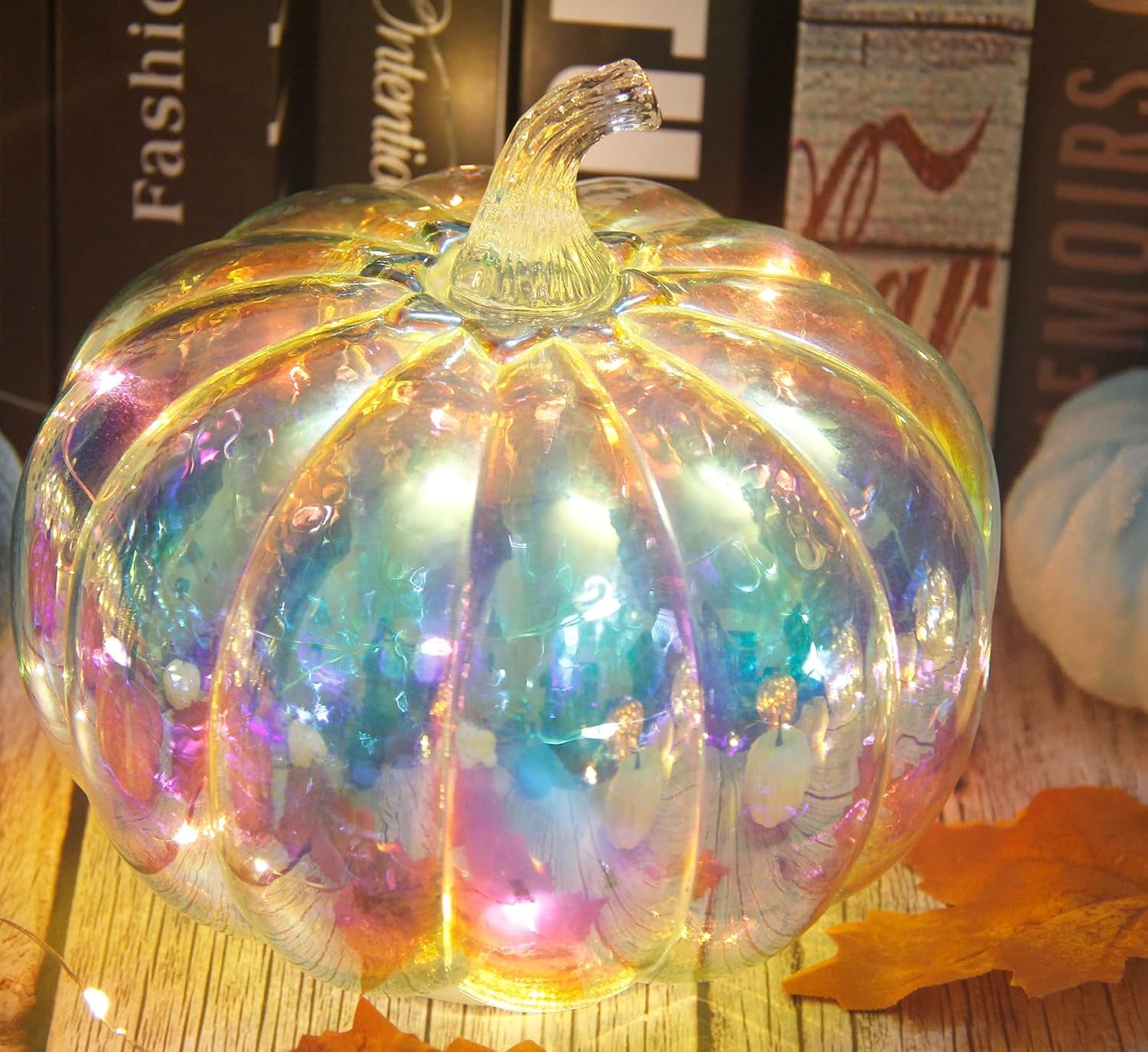 Mercury Glass Light up Pumpkin Light with Timer, with 10 Led Lights Inside,Battery Operated Led Pumpkin Light,Ideal for Halloween Fall Decoration, Thanksgiving Rustic Decor(Gold)