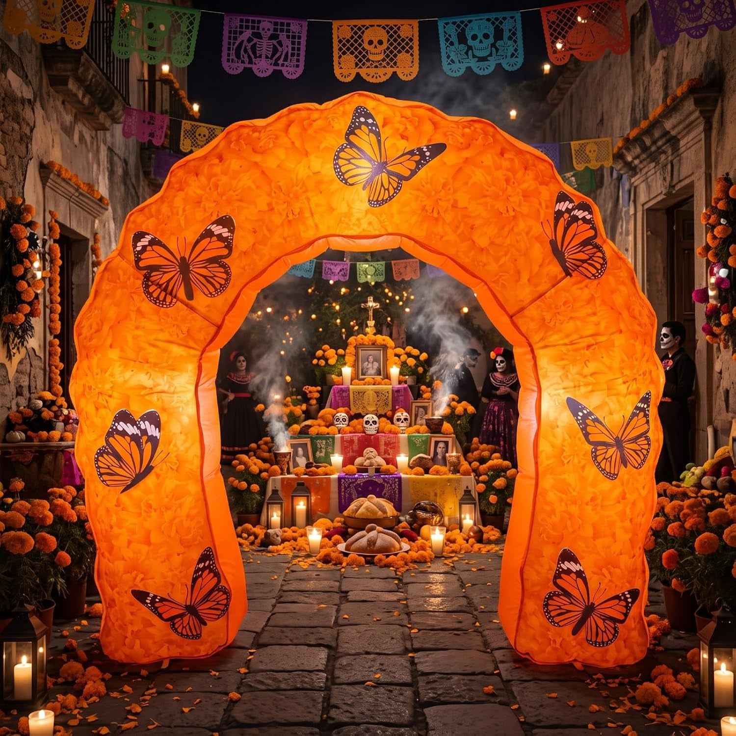 6.4Ft Thanksgiving Inflatable Stacked Pumpkins with LED, Yard Decor | Built-In LED, Thankful Grateful Blessed Design, Weather Resistant, Stakes Tethers Include, Lawn, Garden, Porch, Harvest Decor