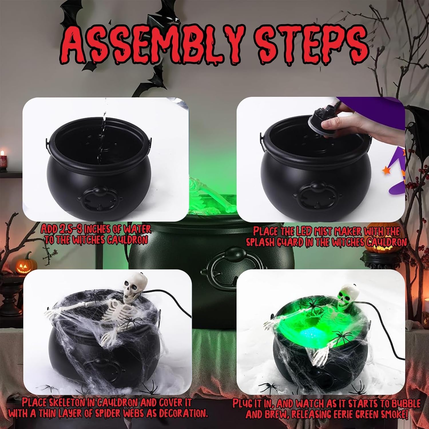 Halloween Decorations Indoor,Floating Bottle Cauldron,Halloween Cauldron with Floating Bottle,For Home Table, for Spooky Vintage Home Kitchen Table