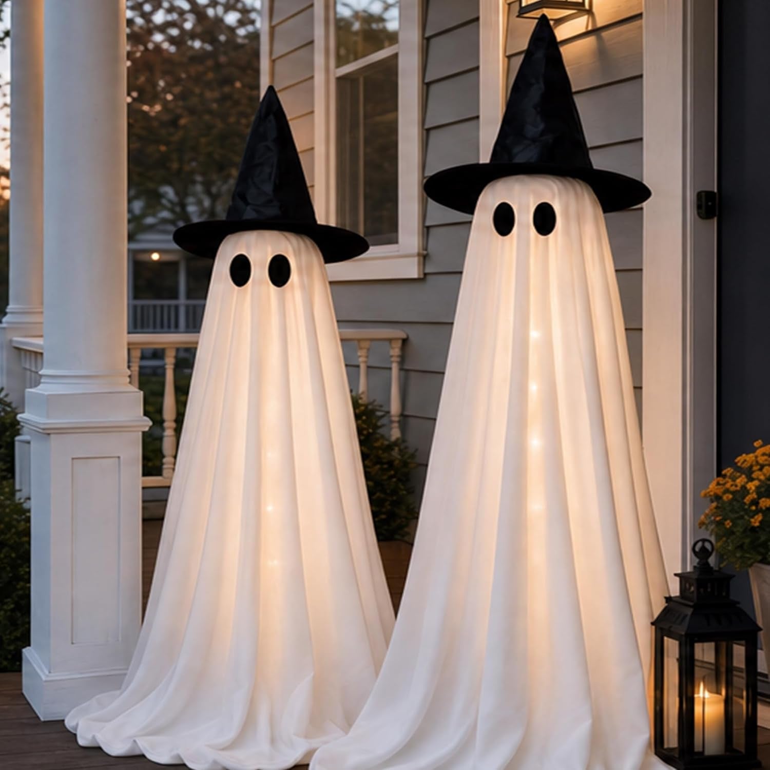 Halloween Decorations Indoor 2 Pack Light up Ghosts | Easy to Assemble,Adjustable Height,30 Lights,Durable Material,Great for Halloween Party,Porch,Mantel,Home Decor