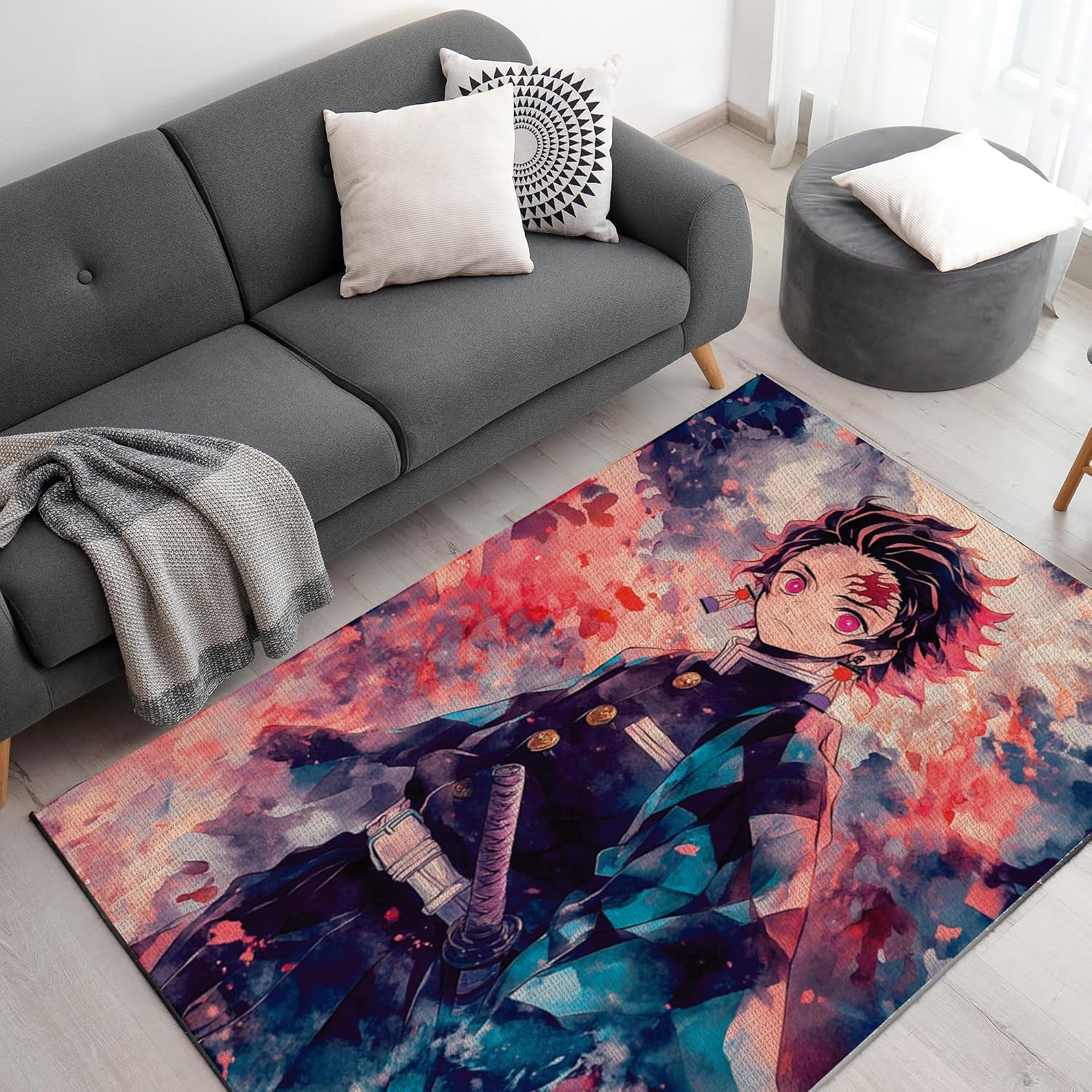 Custom Rugs for Gamer Room (62X40Inch)| Playroom Carpets Inspired by Games & Anime Decor for Gamers | Gamer Room Decor for Kids Teen Anti-Slip Gaming Mats