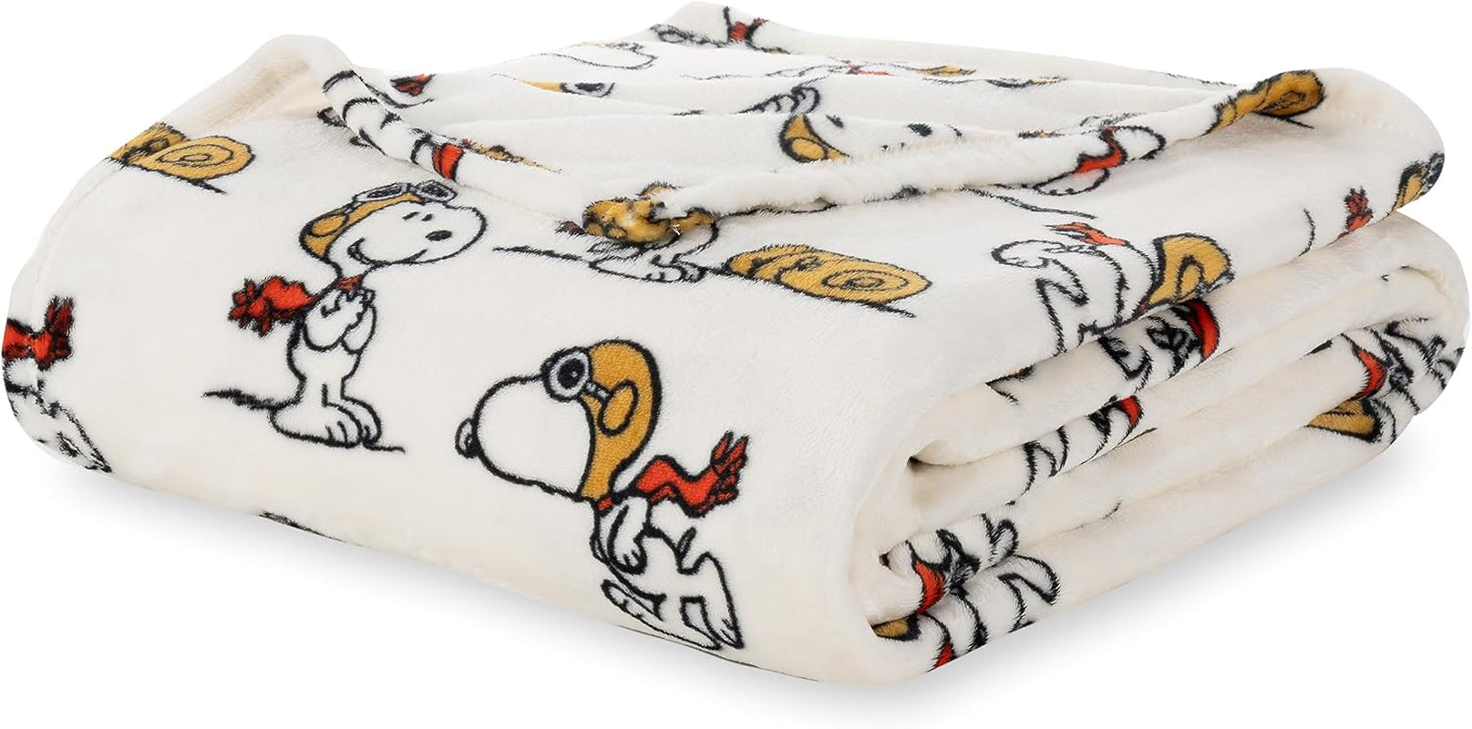 Peanuts® Velvetloft® Cute Character Snoopy Plush Throw Blanket,Snoopy and Woodstock Fall Birds & Leafs Orange,Throw 55 in X 70 in (Official Peanuts® Product)