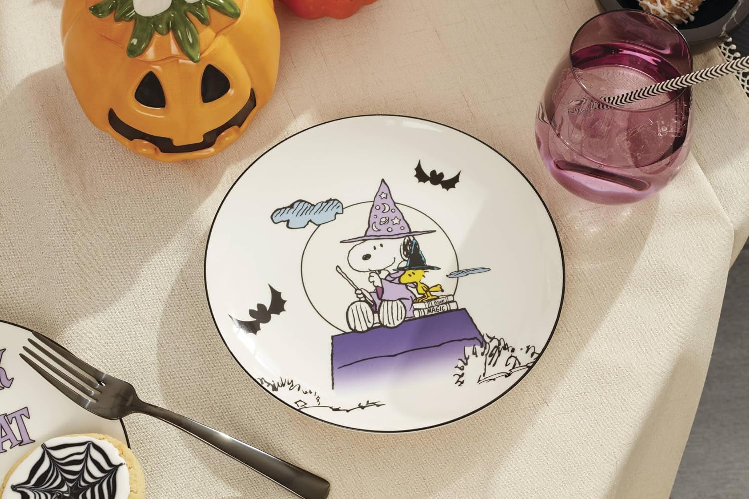 Great Pumpkin Halloween Accent Plates, Appetizer Plate Set for 4 | Porcelain, Hand Wash Recommended | Also Great as a Halloween Dessert Plate for Salad or Bread, Salad Plates
