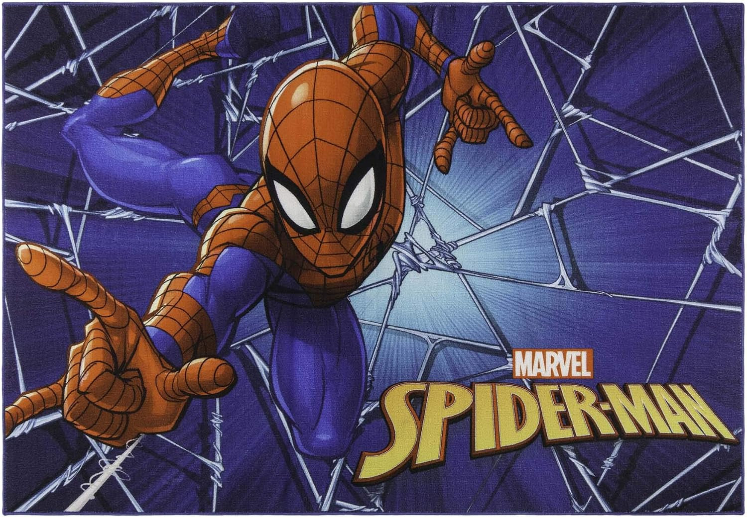 Marvel Spiderman Indoor Area Rug - 4X6 Large, Non-Slip, Ideal for Children in Bedroom, Game Room, Classroom, Nursery or Play Area - Retro Comic Superhero, Multi, 47327