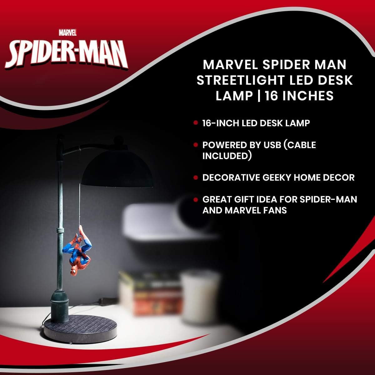 Illuminate Your Space with the Ukonic Marvel Spider-Man Streetlight LED Mood Light Desk Lamp - A Must-Have for Superhero Fans!