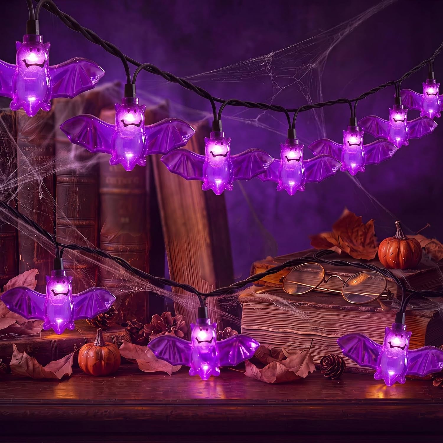8.5FT 10 LED Outdoor Halloween Skeleton String Lights Plug In, Waterproof | Connectable, Hanging Multicolor Halloween Skull Lights UL Listed for Indoor Backyard, Patio, Porch, Party Decor, Black Wire