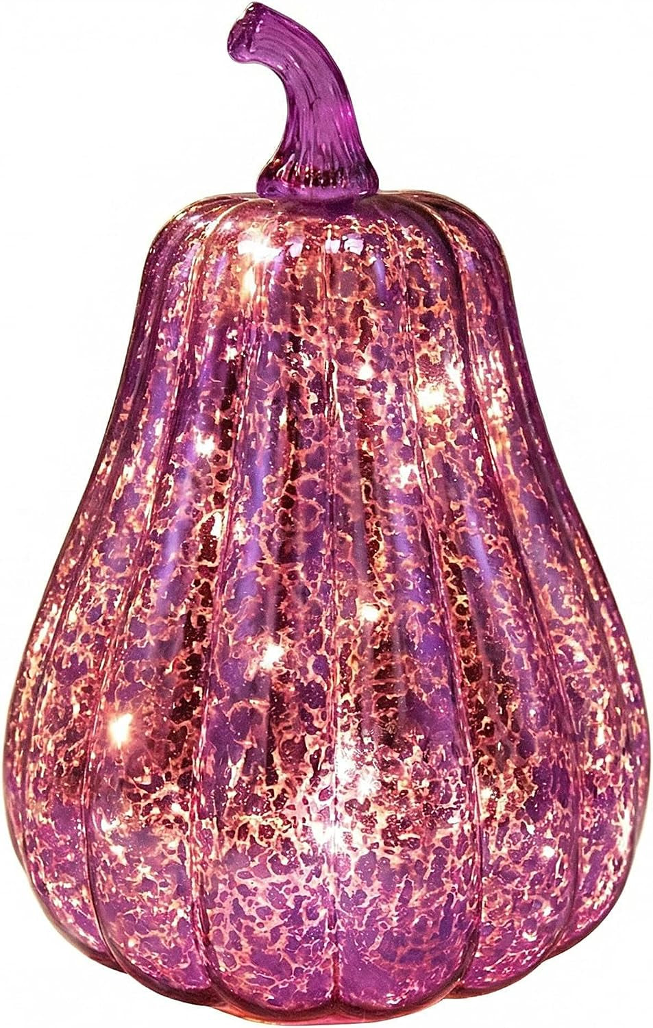 Mercury Glass Pumpkin Lights with Timer Fall Halloween Thanksgiving Decor | Battery Led Pumpkin Lamp Lighted Glass Pumpkin Purple Starry Night Pumpkins Autumn for Home Office Table Porch Decor or Gifts