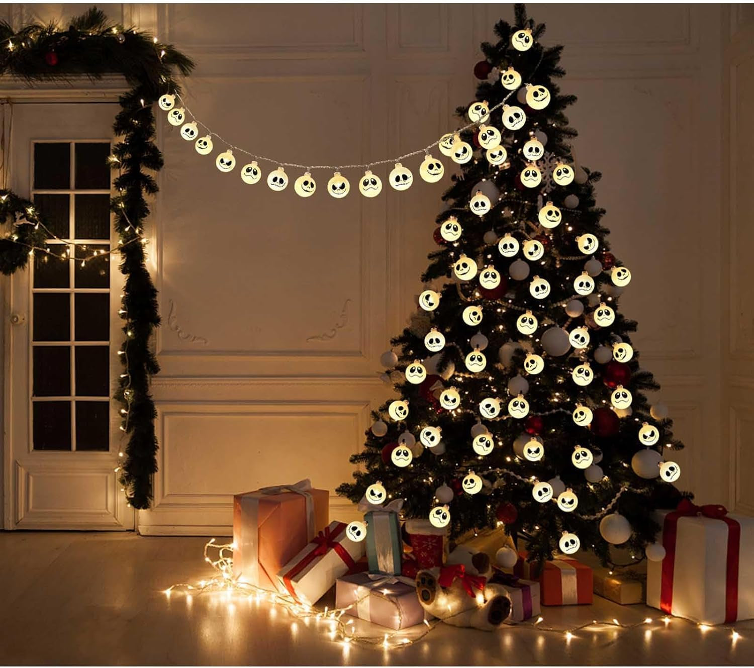 20 LED Battery Operated Halloween Lights for Nightmare Christmas Decorations, Battery Outdoor Lights for Indoor Outdoor Decorations Home, Bedroom, Patio, Balcony,Halloween Party (8 Modes)