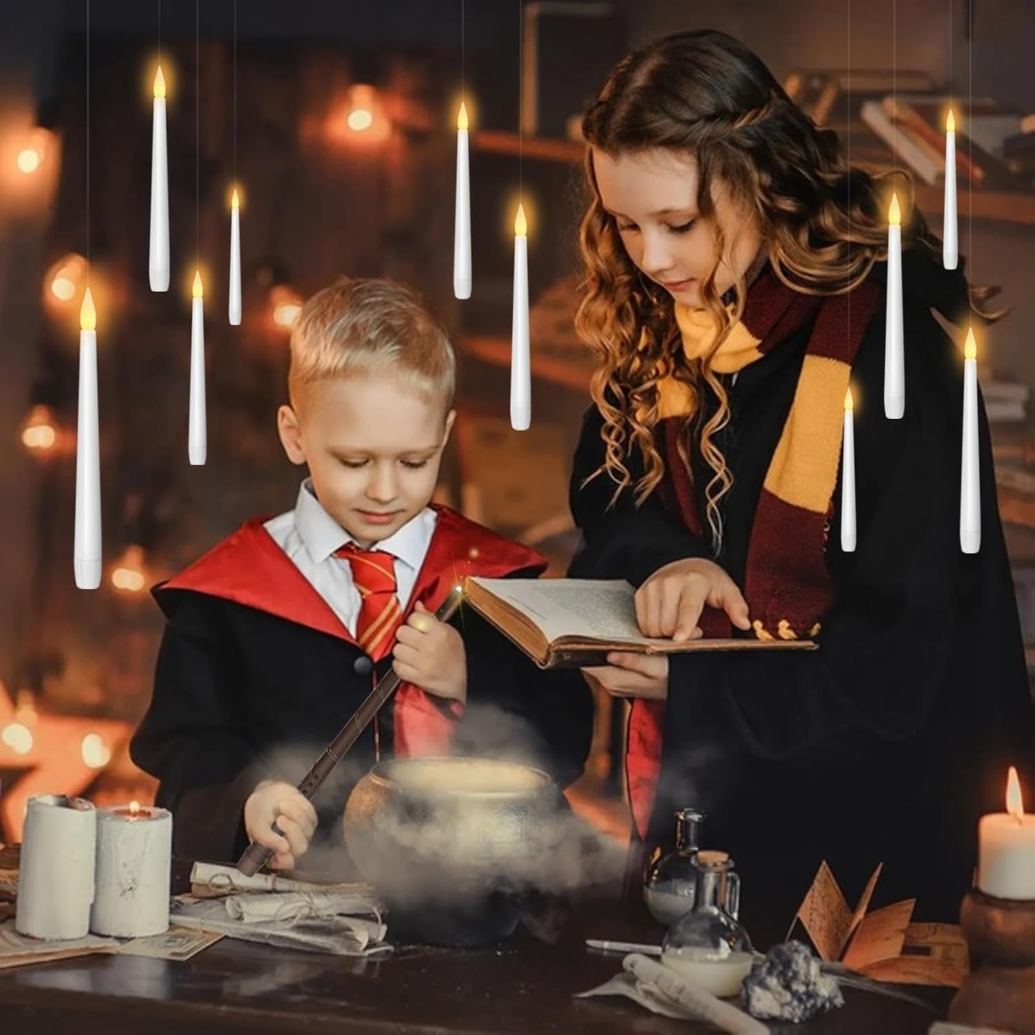 Light Up Your Halloween with 12 Magic Flameless Floating Candles! 🎃✨ Remote-Controlled & Flickering for Spooky Vibes! Perfect Gift Idea! 🕯️💖