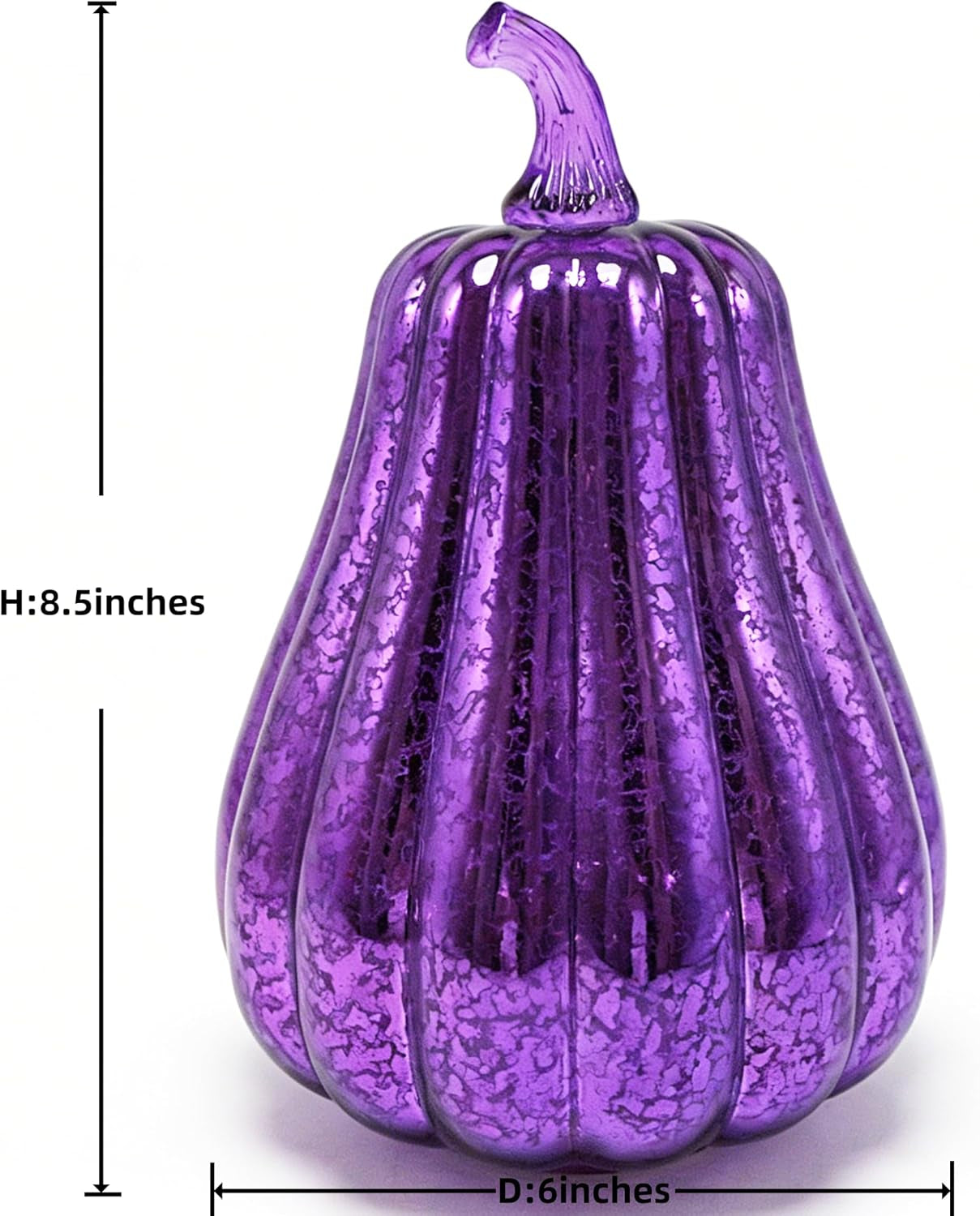 Mercury Glass Pumpkin Lights with Timer Fall Halloween Thanksgiving Decor | Battery Led Pumpkin Lamp Lighted Glass Pumpkin Purple Starry Night Pumpkins Autumn for Home Office Table Porch Decor or Gifts