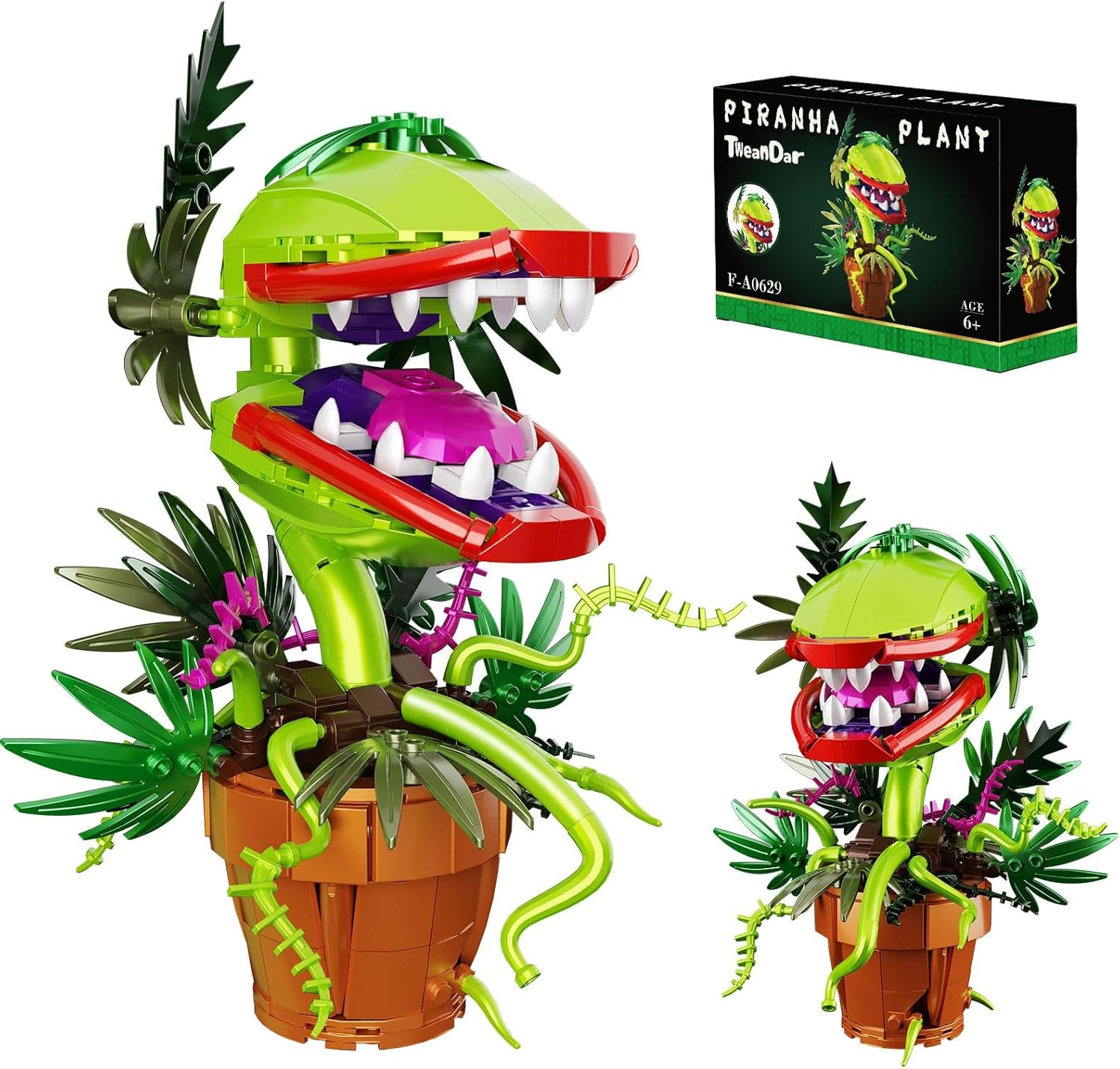 Audrey 2 Piranha Plant Building Block Set, Cannibal Plants Bonsai Building Set, Horror Flower Décor Gifts for Adults, Creative Gift for Home Décor and Office Art, on Christmas Halloween | Horror Flower Décor Gifts for Adults, Creative Gift for Home Décor and Office Art, on Christmas Halloween