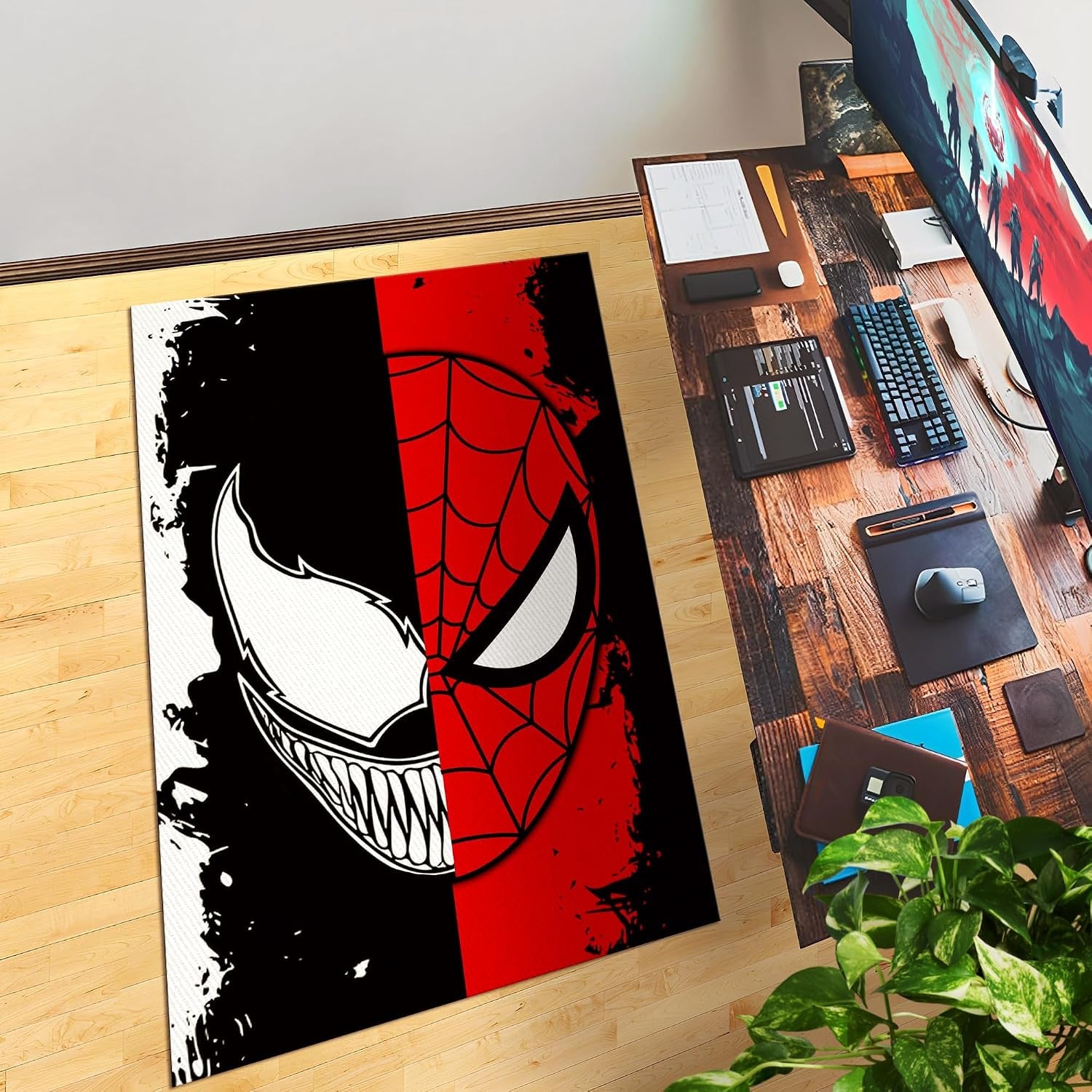 Custom Rugs for Gamer Room (62X40Inch)| Playroom Carpets Inspired by Games & Anime Decor for Gamers | Gamer Room Decor for Kids Teen Anti-Slip Gaming Mats