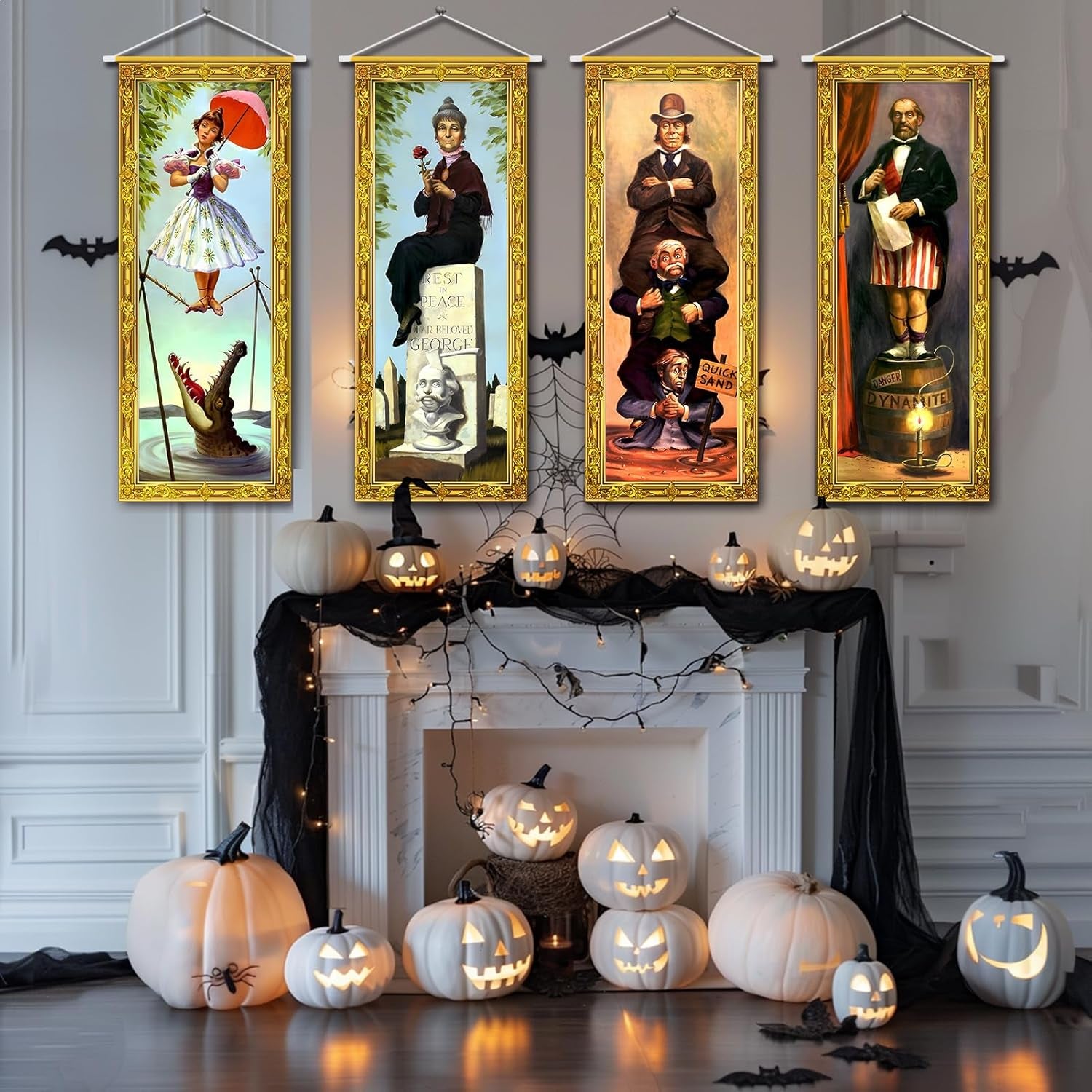 Spookify Your Space with Our 4 PCS Haunted Mansion Stretching Portraits! Perfect for Halloween Vibes 🎃👻 #HalloweenDecor #SpookySeason