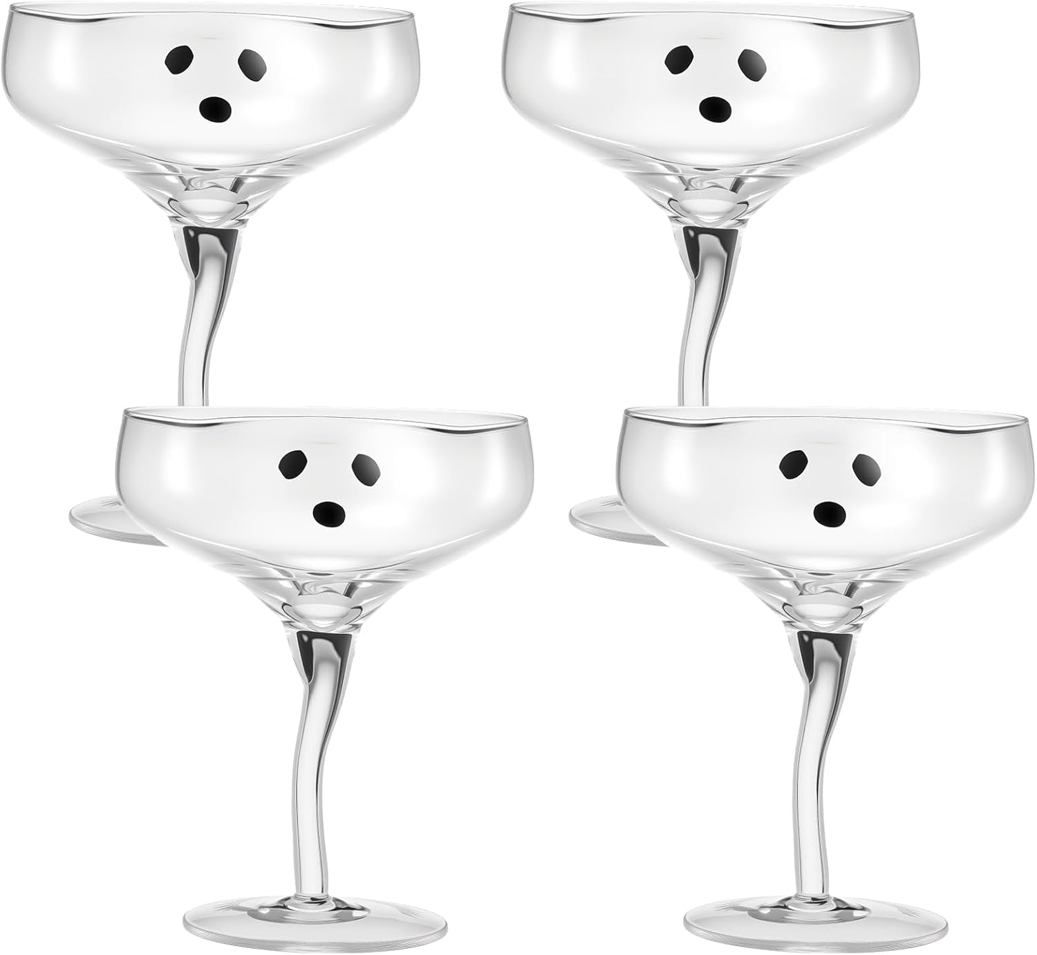 4 Pcs Ghost Margarita Glasses 13 Oz Halloween Ghost Wine Glasses Reusable Cocktail Drinking Cups for Halloween Holiday Party (Frosted)