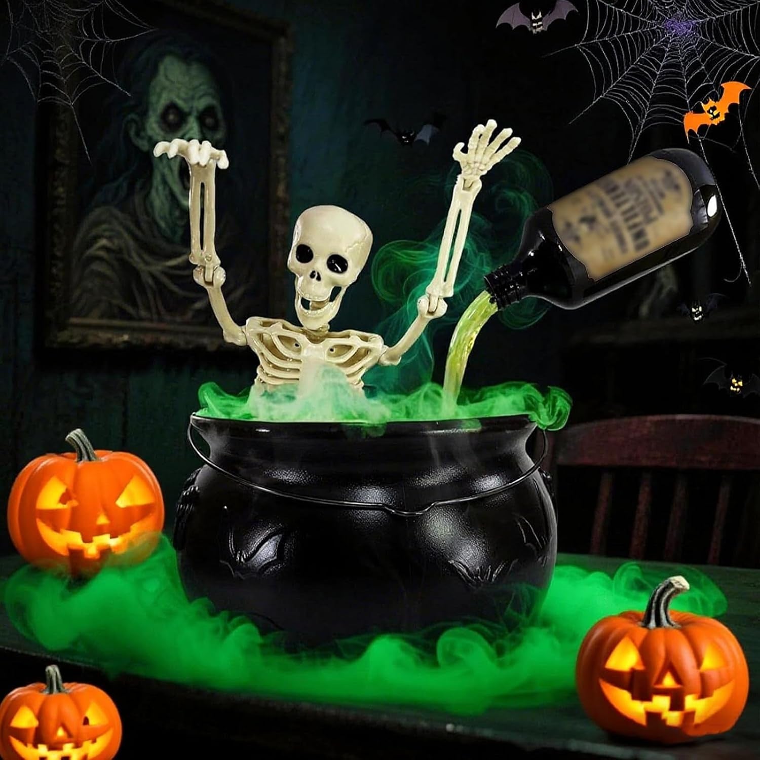 Halloween Decorations Indoor,Floating Bottle Cauldron,Halloween Cauldron with Floating Bottle,For Home Table, for Spooky Vintage Home Kitchen Table