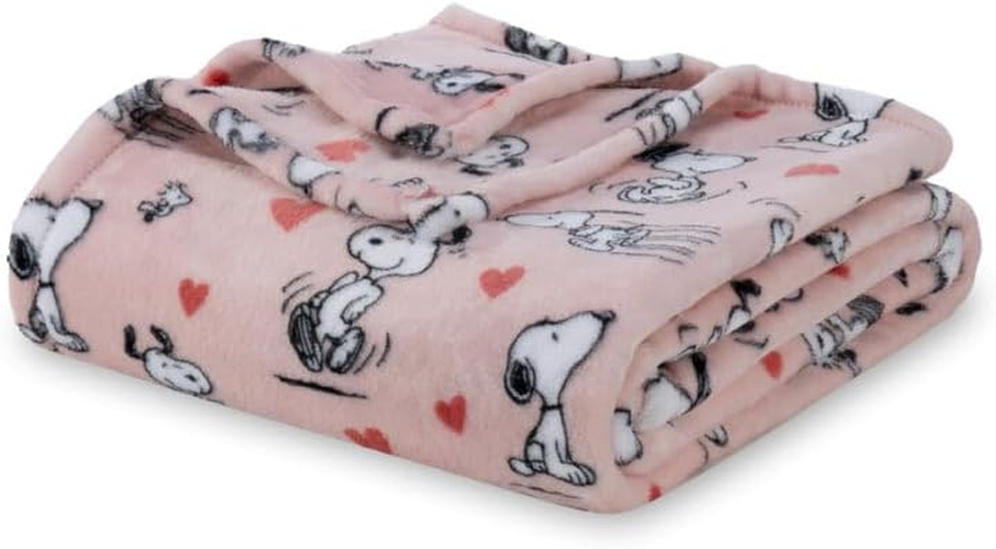 Peanuts® Velvetloft® Cute Character Snoopy Plush Throw Blanket,Snoopy and Woodstock Fall Birds & Leafs Orange,Throw 55 in X 70 in (Official Peanuts® Product)