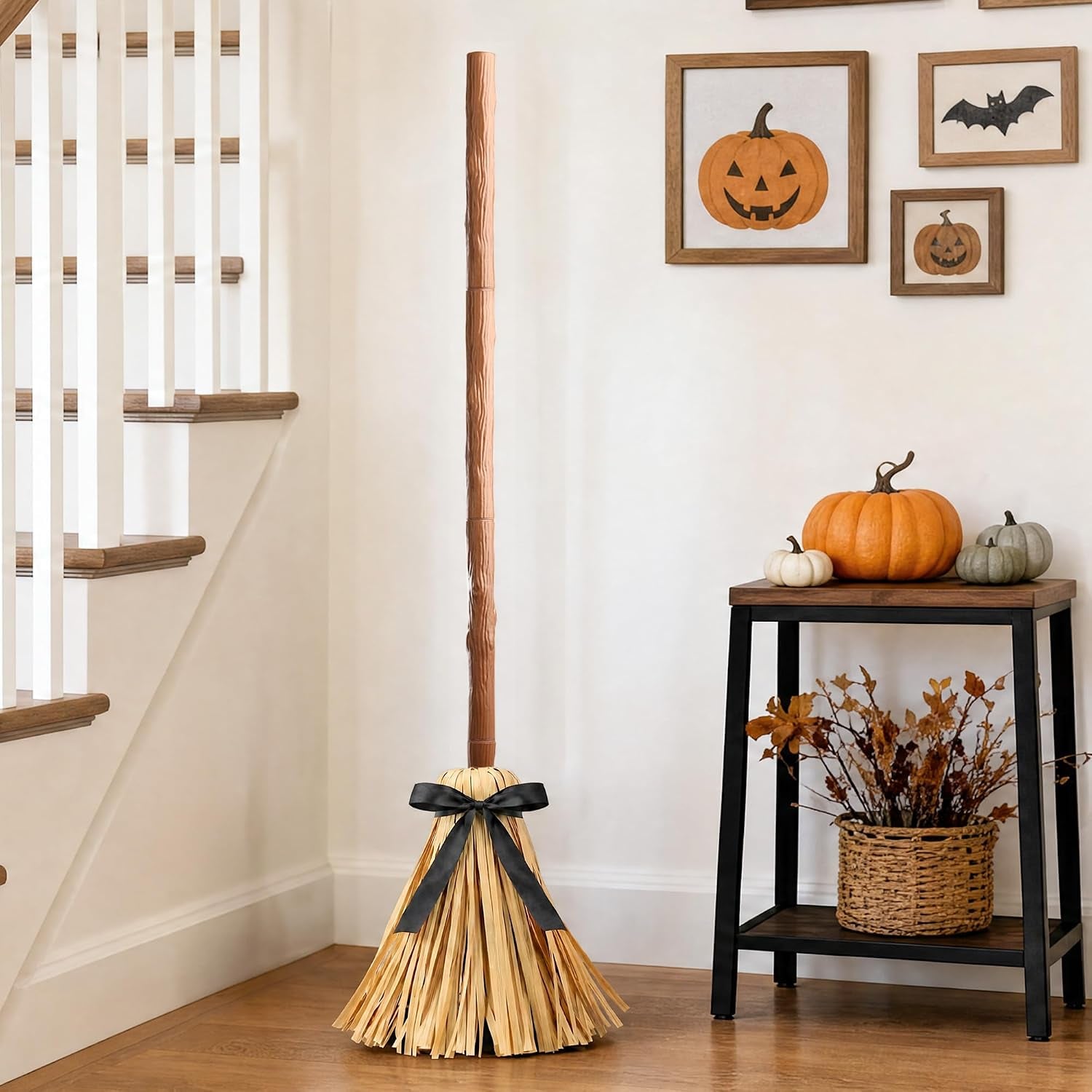 Halloween Decorations Indoor - 49" Animated Floating Lighted Witch Broom | Sound/Mute Mode - Dancing Magic Broom for Home Party Decorations