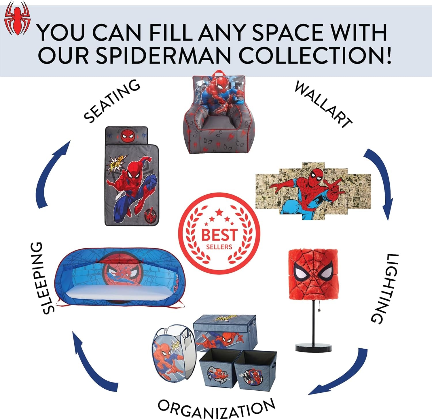 Marvel Spider-Man Collapsible Storage Cubes, Set of 2 Fabric Organizer Bins, 10 X 10 Inch Storage Baskets for Kids Bedroom, Playroom, Closet & Cube Shelves, Red