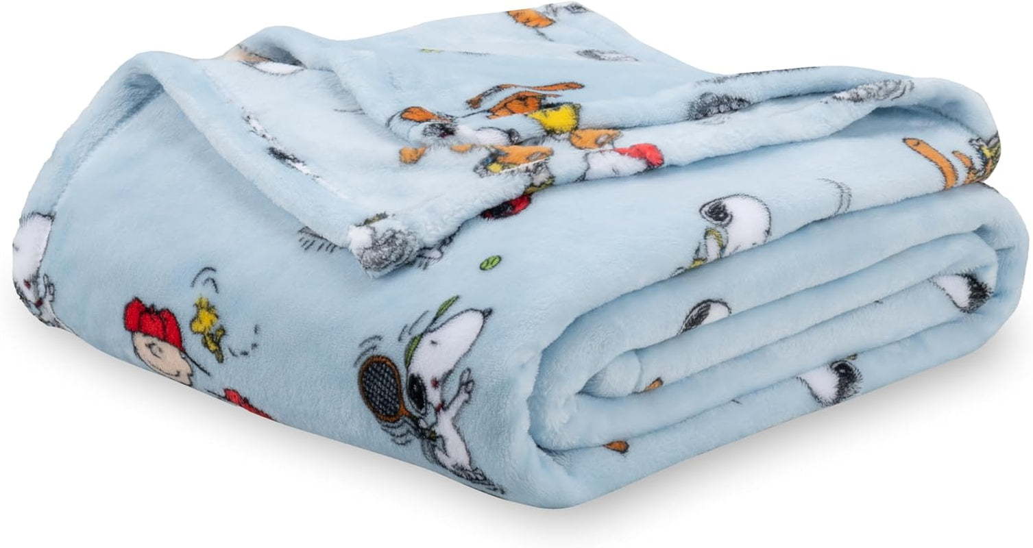 Peanuts® Velvetloft® Cute Character Snoopy Plush Throw Blanket,Snoopy and Woodstock Fall Birds & Leafs Orange,Throw 55 in X 70 in (Official Peanuts® Product)
