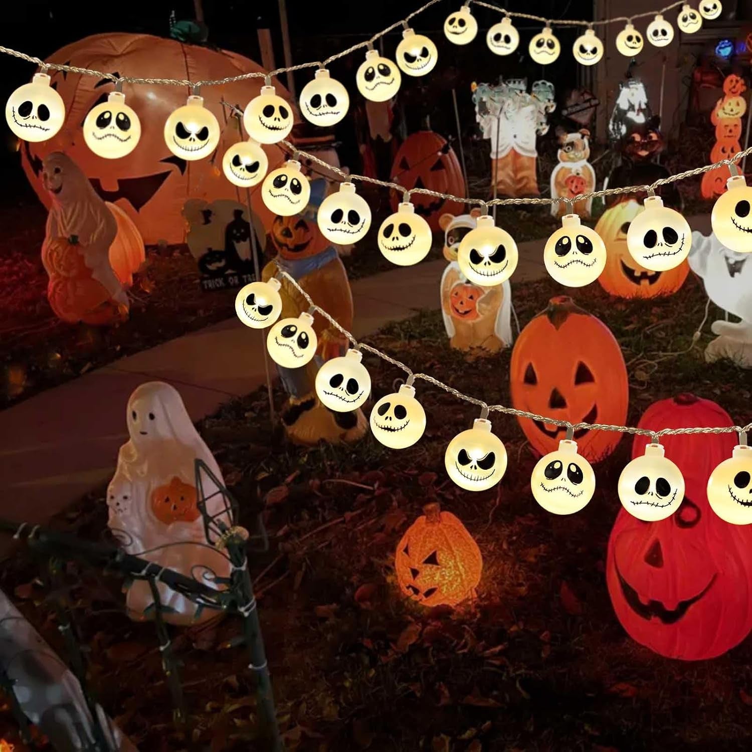 20 LED Battery Operated Halloween Lights for Nightmare Christmas Decorations, Battery Outdoor Lights for Indoor Outdoor Decorations Home, Bedroom, Patio, Balcony,Halloween Party (8 Modes)