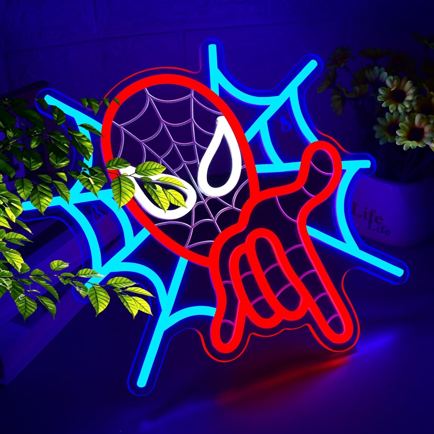 Spider Neon Sign for Wall Decor Anime Led Neon Light for Man Cave | Fans Birthday Cartoon Gifts,5V USB Powered,Gamer Bedroom,Movie Fans Room Decor, Teen Boys,Comic Shop Wall Art,14.1*11.3In
