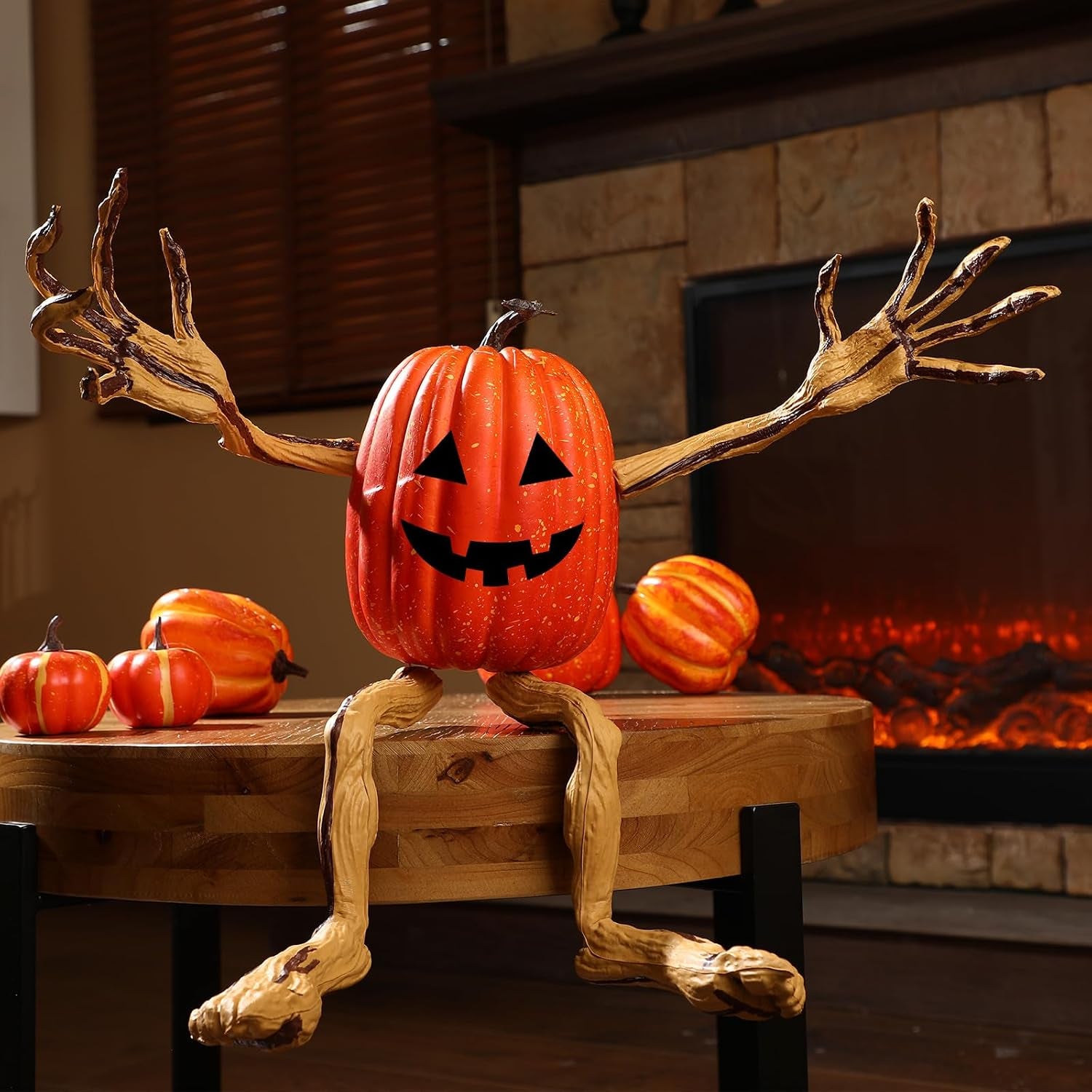 Set of 8 Bendable Pumpkin Arms and Legs Scary Outdoor Halloween Pumpkin Decor Spooky Vine Design Halloween Outdoor Decorations for outside Porch Yard