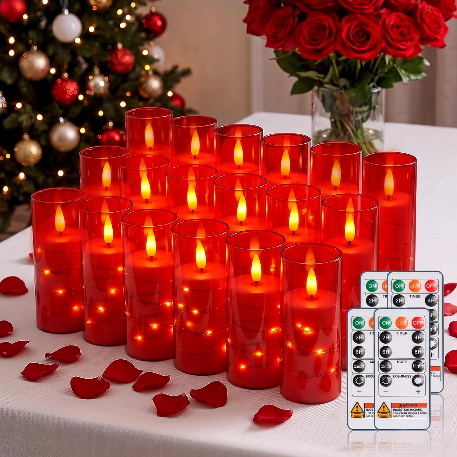Flameless Candle with Remote Timer – 9 Flickering Acrylic Battery Operated LED Pillar Candles with Embedded Star String for Halloween, Home Decor, and as a Gift (Orange)