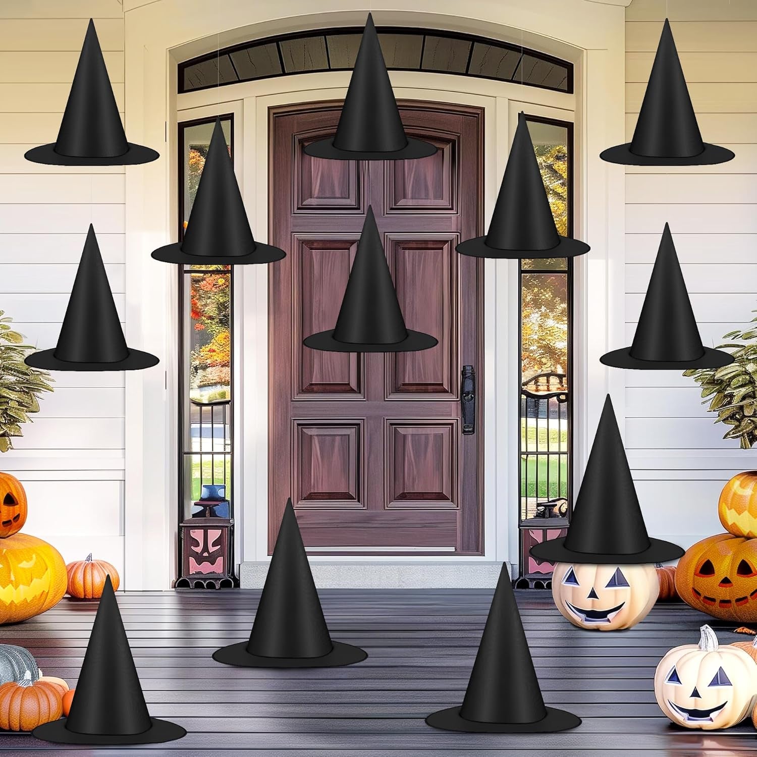 Spook-tacular 12 PCS Halloween Witch Hats 🎃🧙‍♀️ Perfect for Porch & Yard Decor! 🏡✨ Complete Your Witch Costume with 328 FT of Nylon Cord! Ideal for Indoor & Outdoor Fun! #HalloweenDecor #WitchHats
