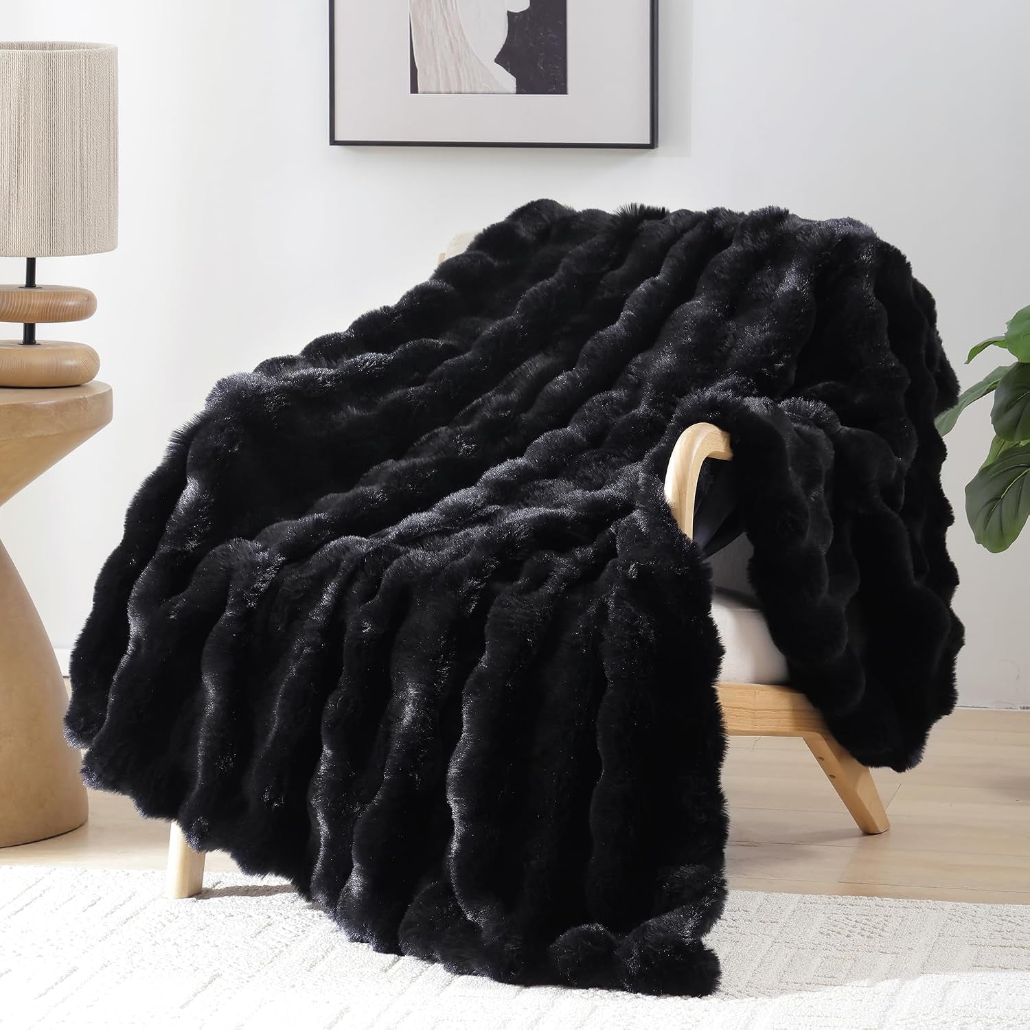 Faux Fur Fall Throw for Couch - Burnt Orange Bubble Blanket 50"X60" | Fluffy Plush Fuzzy Throw for Sofa & Bed, Super Soft Cozy Comfrt Blanket, Luxury Aesthetic Burnt Orange Decor Gift for Women