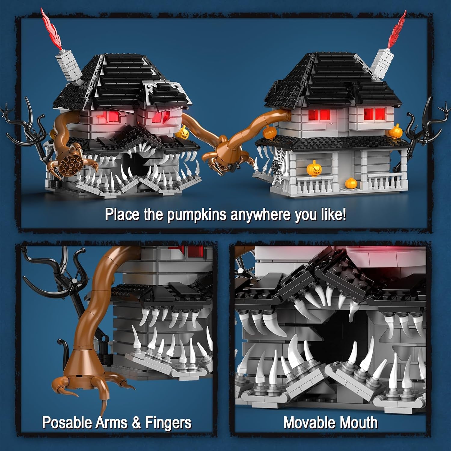 Halloween Haunted House Building Set, Miniature Horror House Decor Model Kit with LED Light, Haunted Mansion for Adults, Teens Age 14+, Horror Movie Fans (1025 PCS)