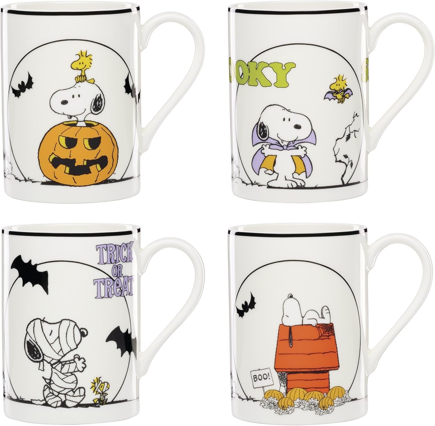 Great Pumpkin Halloween Accent Plates, Appetizer Plate Set for 4 | Porcelain, Hand Wash Recommended | Also Great as a Halloween Dessert Plate for Salad or Bread, Salad Plates