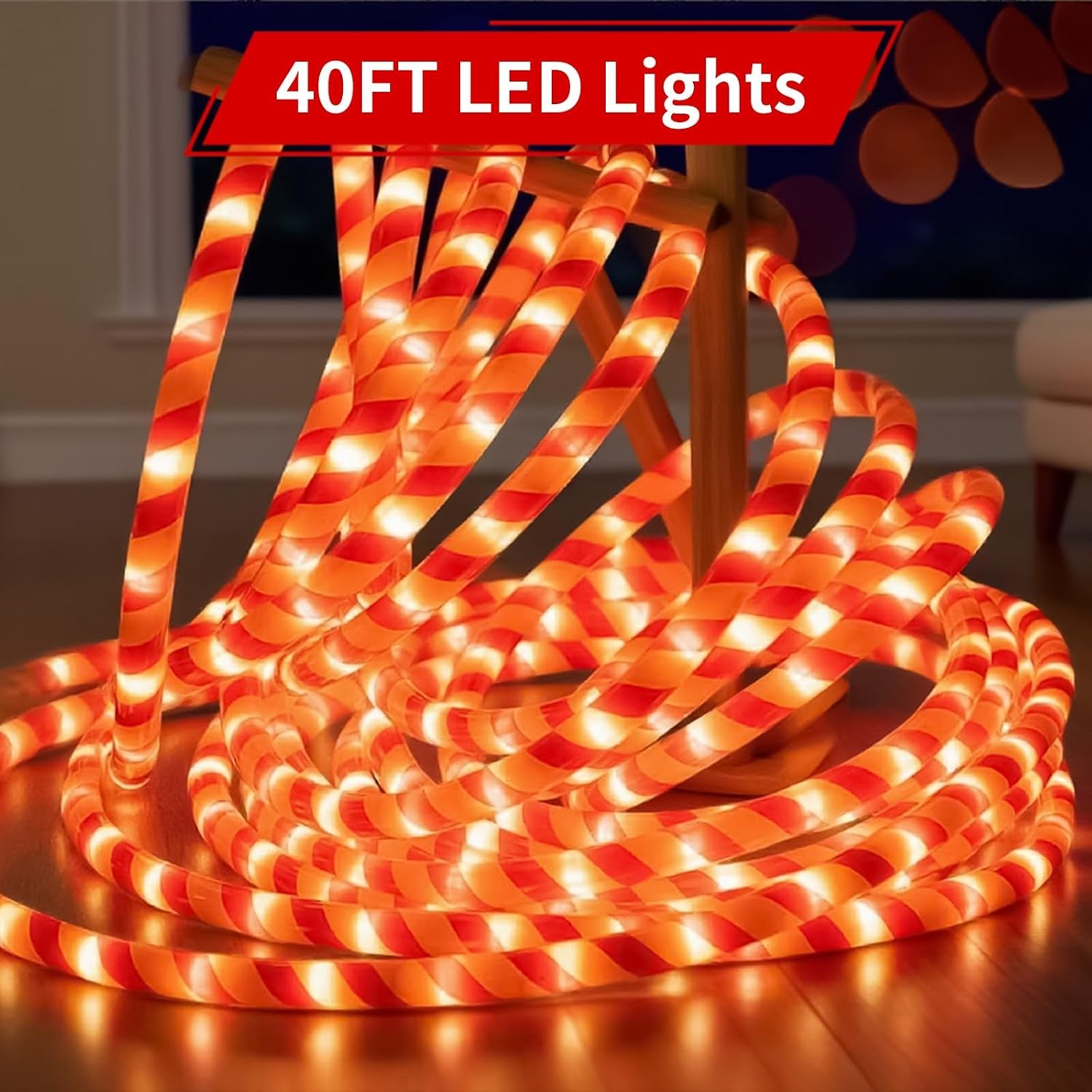 360 LED Christmas Candy Cane Rope Lights, 40FT Waterproof Xmas Tree Light, Connectable Tube Light Plug in for Indoor Outdoor Garden Yard Holiday Wedding Festival Party Decoration