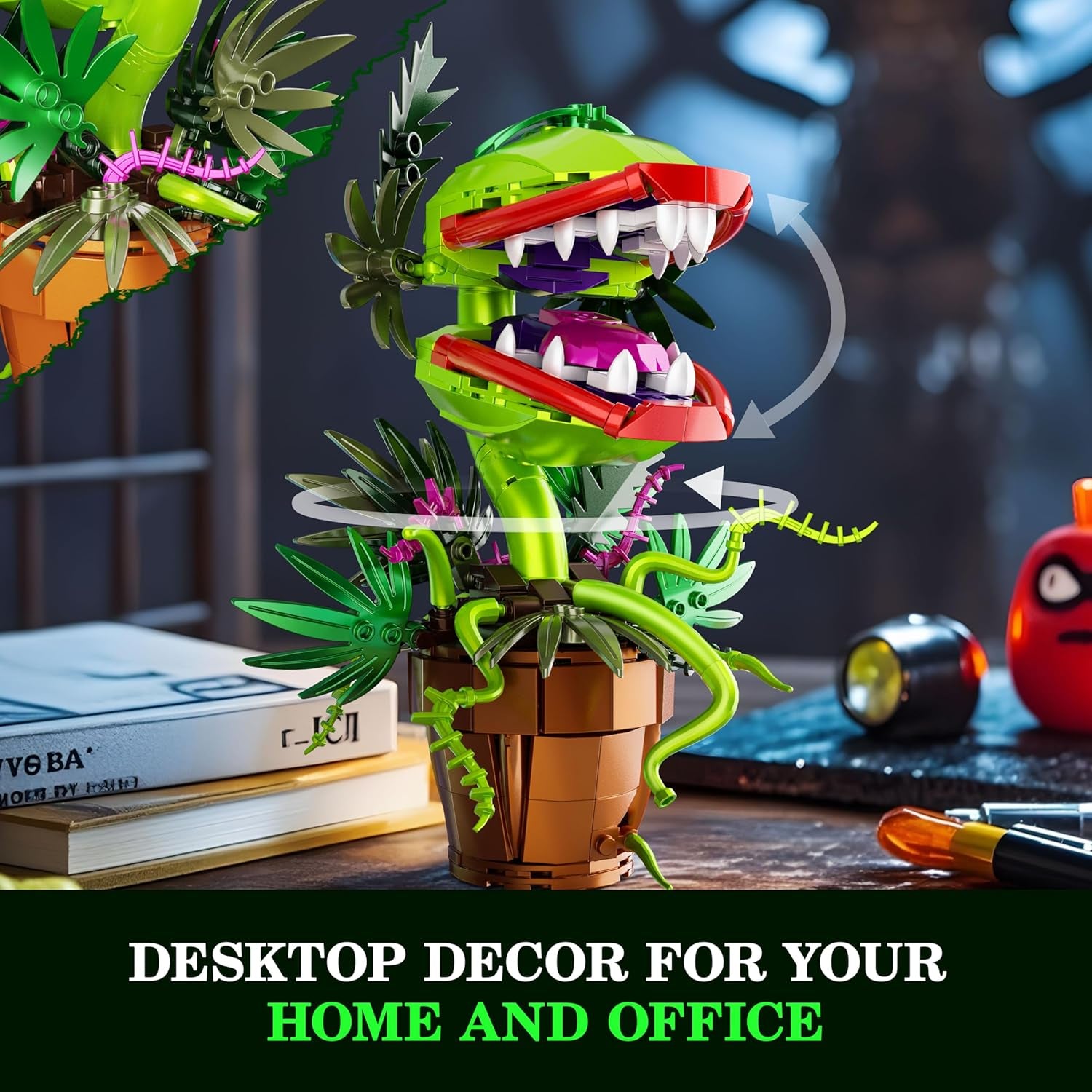 Audrey 2 Piranha Plant Building Block Set, Cannibal Plants Bonsai Building Set, Horror Flower Décor Gifts for Adults, Creative Gift for Home Décor and Office Art, on Christmas Halloween | Horror Flower Décor Gifts for Adults, Creative Gift for Home Décor and Office Art, on Christmas Halloween