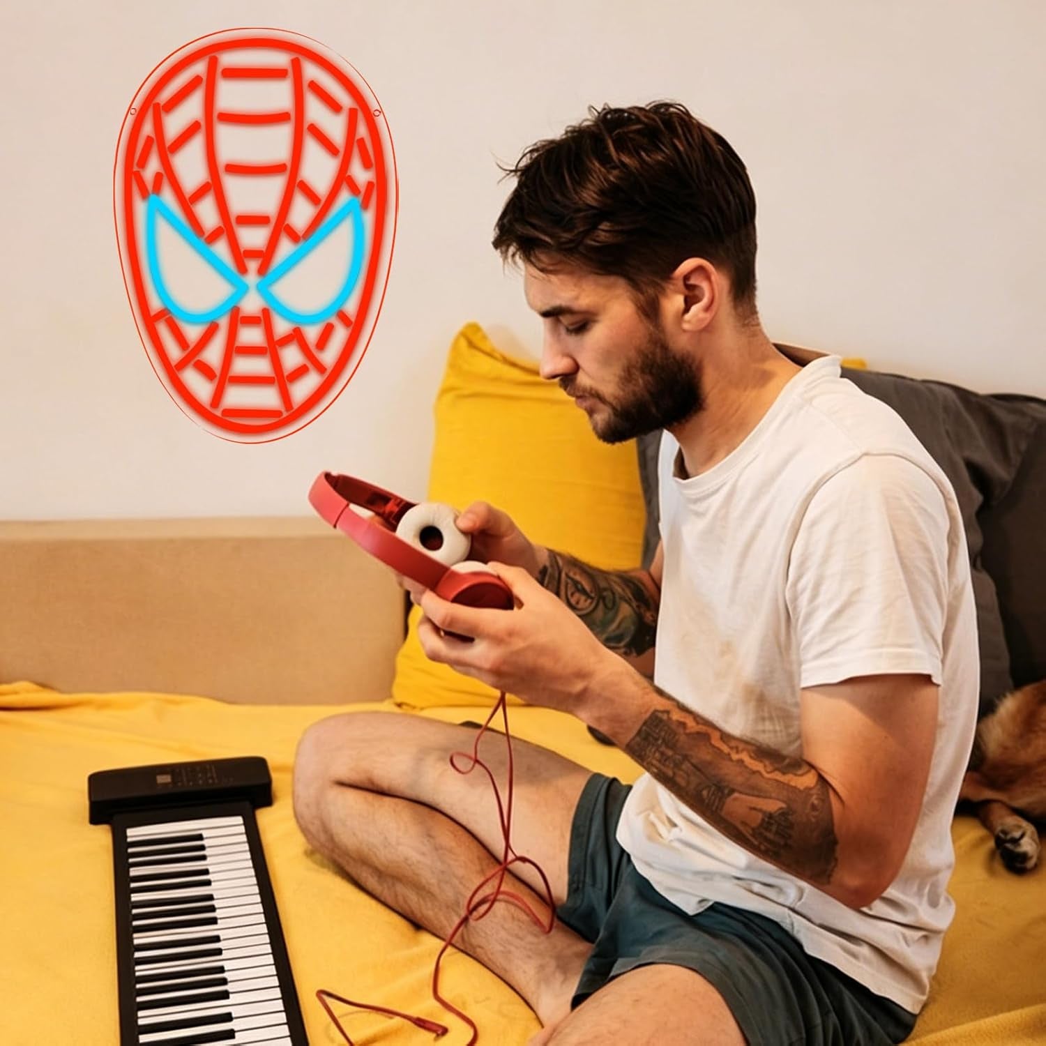 Anime Theme Cartoon LED Neon Sign for Wall Decor, Dimmable Anime Light up Display, Kids Bedroom Game Room Decoration (Spider)