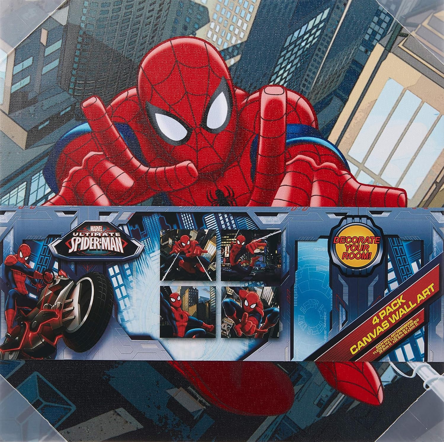 Transform Your Space with the Marvel Spider-Man 4-Piece Colorful Canvas Wall Art Set