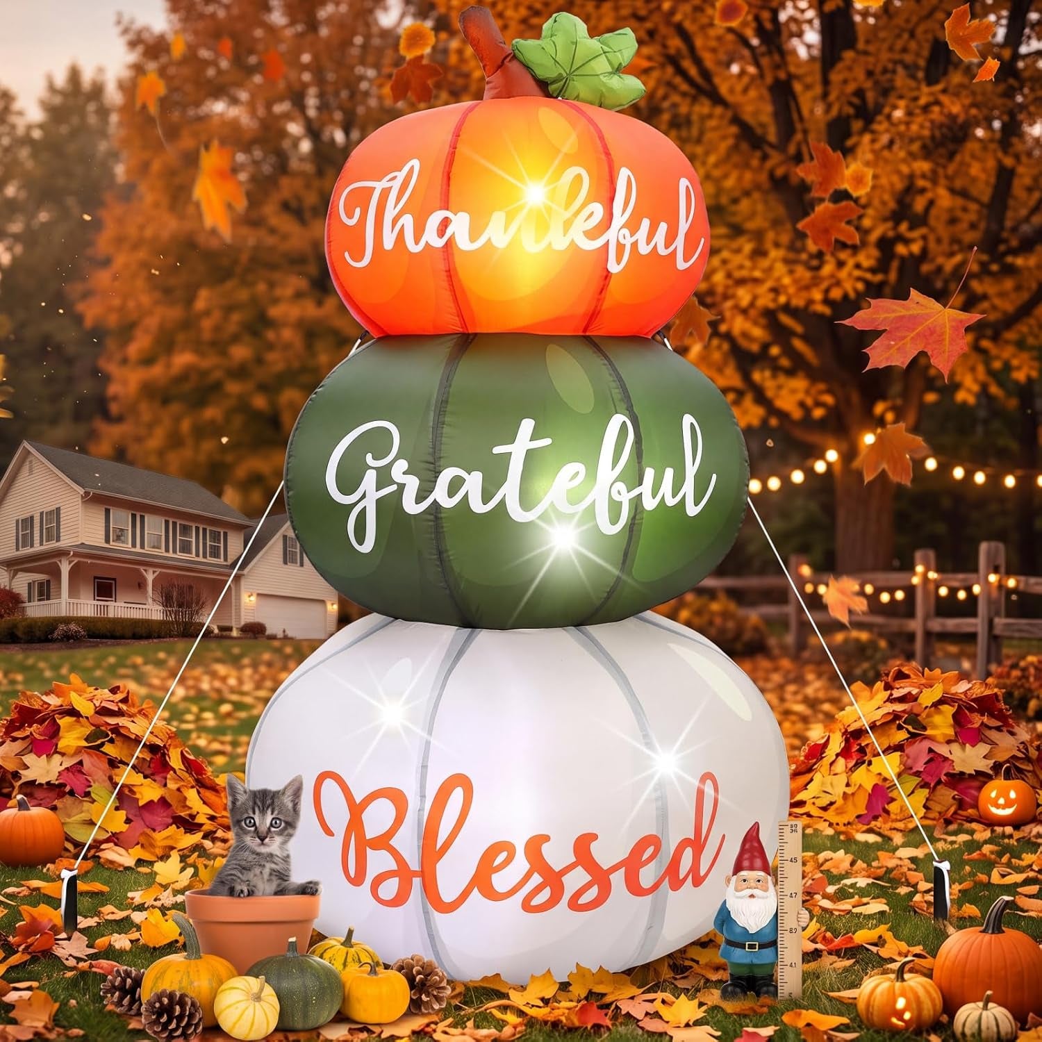 Fall Maple Leaf Inflatable 5.25Ft LED Thanksgiving Yard Decor | Built-In LED Lights, Maple Leaf Design, Harvest Decor, Weather Resistant, Yard Lawn Garden Porch, Thanksgiving, Autumn Party