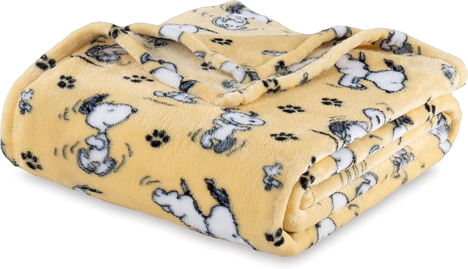 Peanuts® Velvetloft® Cute Character Snoopy Plush Throw Blanket,Snoopy and Woodstock Fall Birds & Leafs Orange,Throw 55 in X 70 in (Official Peanuts® Product)