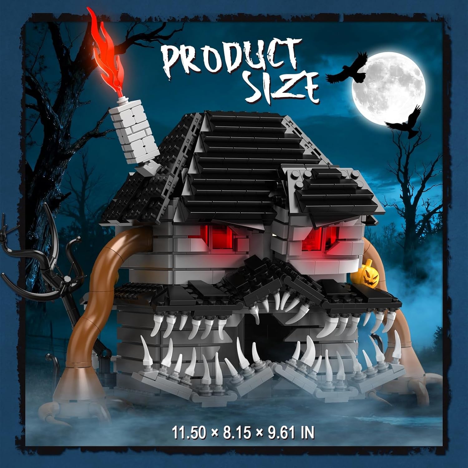 Halloween Haunted House Building Set, Miniature Horror House Decor Model Kit with LED Light, Haunted Mansion for Adults, Teens Age 14+, Horror Movie Fans (1025 PCS)